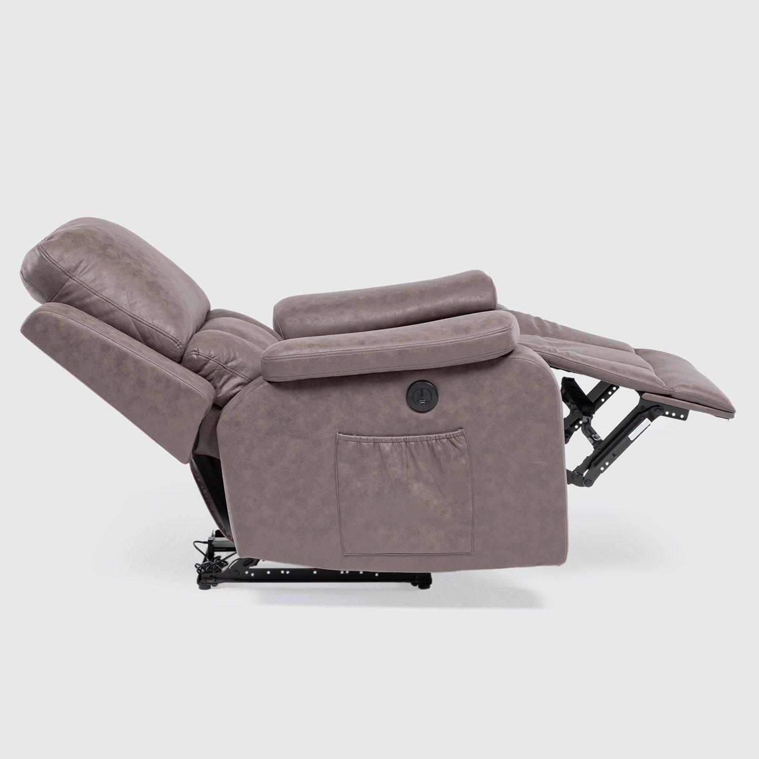  Berger Reclinable Eléctrico Vibromasaje + Control Café Madrid 8094RPMBR-4