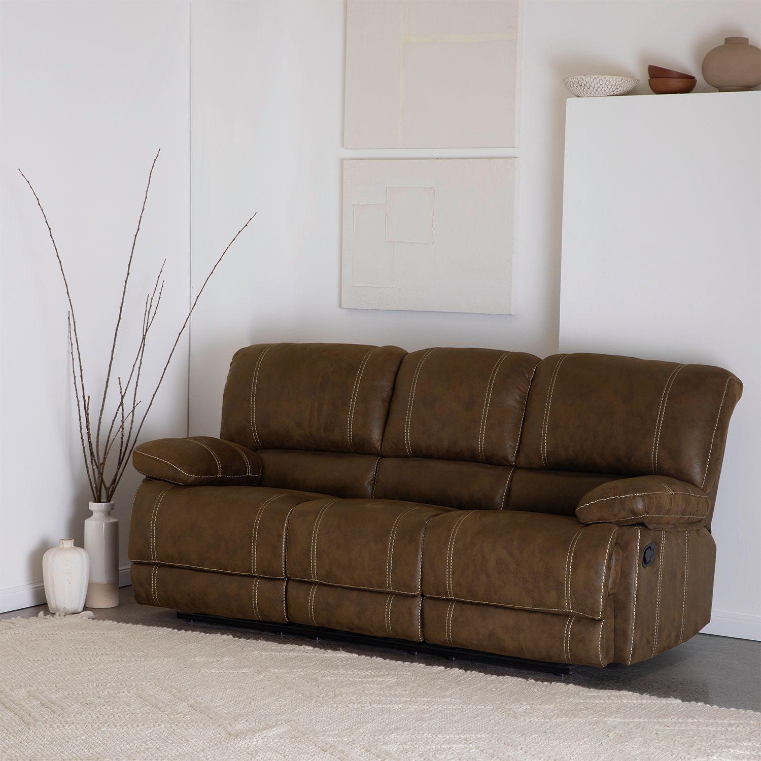 Living Sofá 3 Cuerpos Reclinable Castle Café + 2 Bergers 98023R4-2