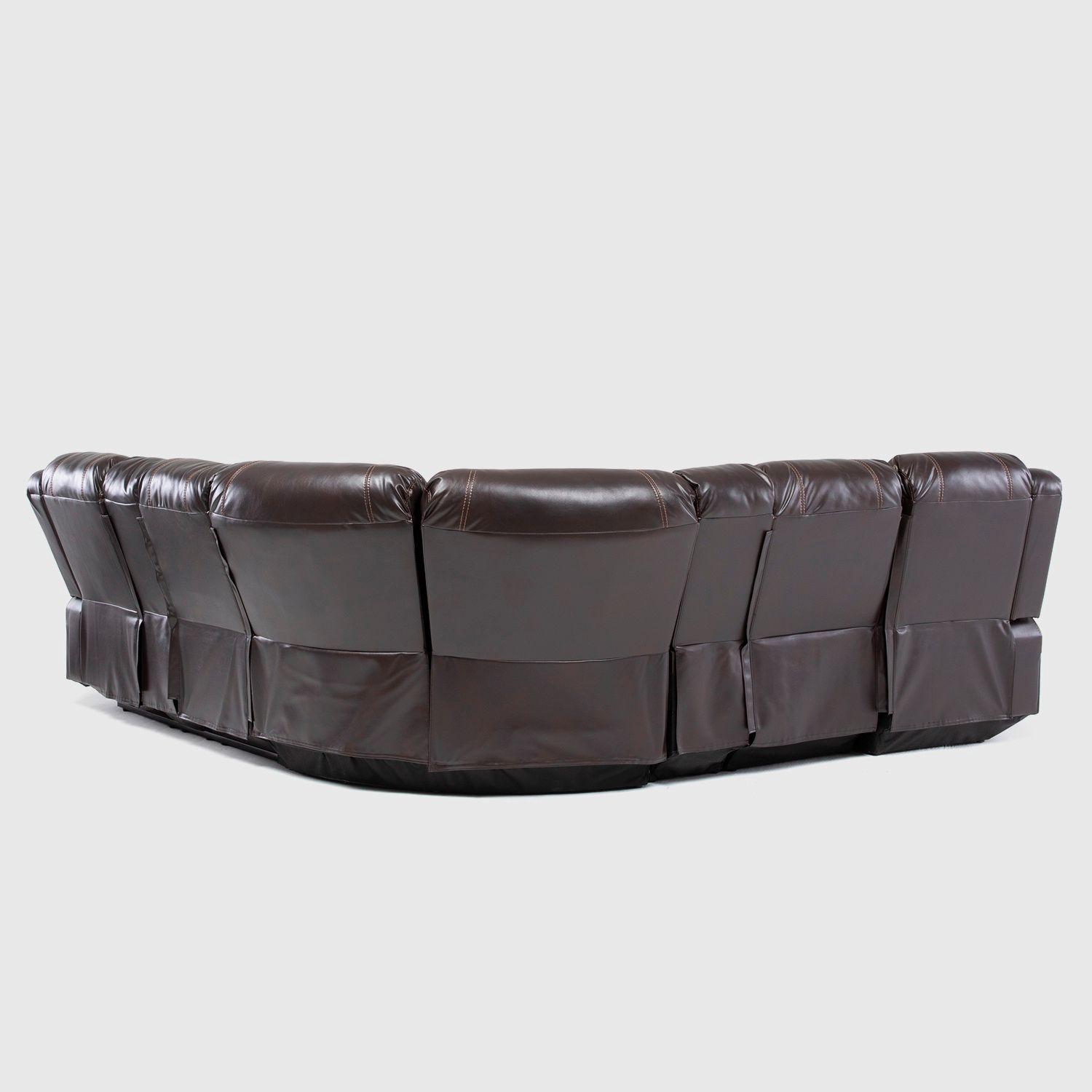 Sofá Seccional 5 Cuerpos Café Moderno Izquierdo + 2 Consolas Royalty KM9026L-3