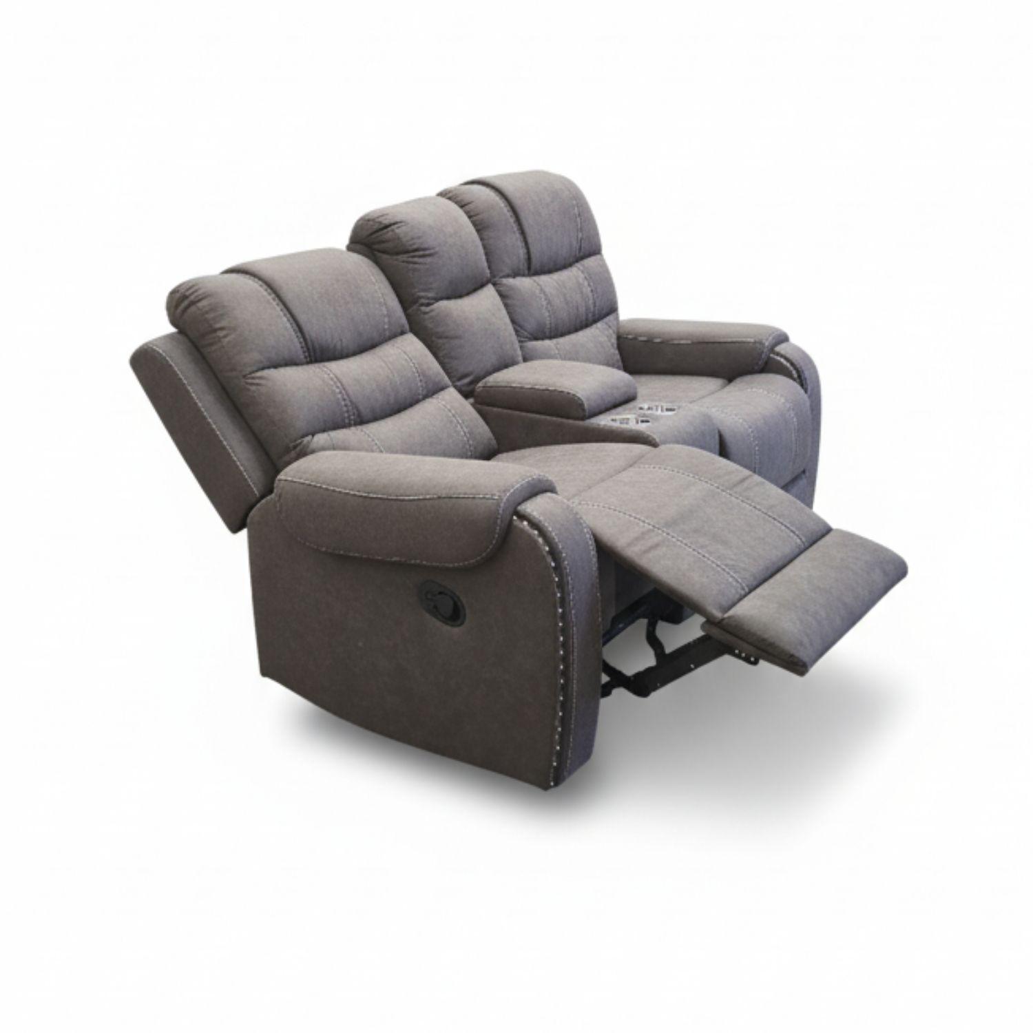 Sofá 2 Cuerpos Reclinable Gris Moderno Verona 6035LGR-3