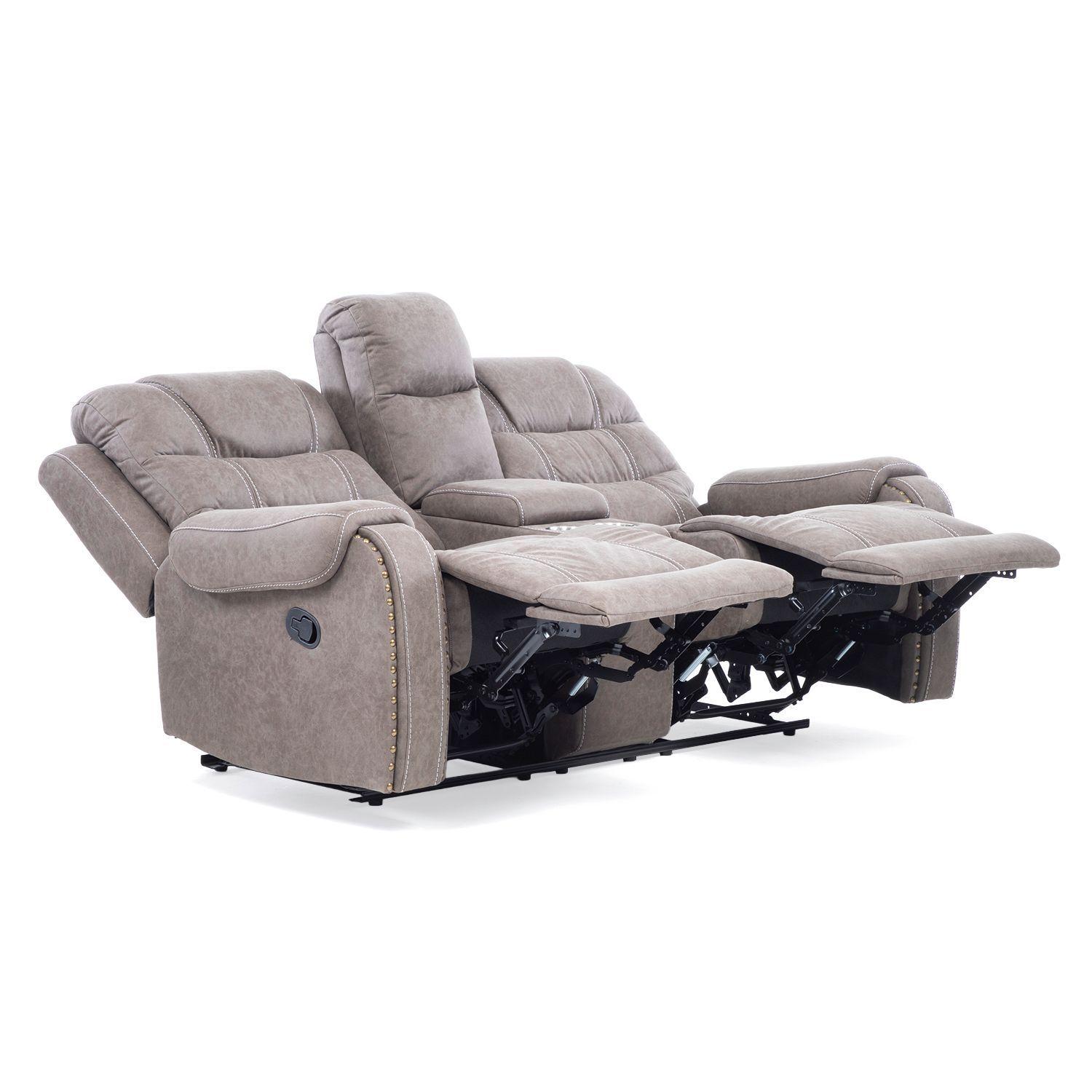 Sofá 2 Cuerpos Reclinable Gris Moderno Verona 6035LGR-2