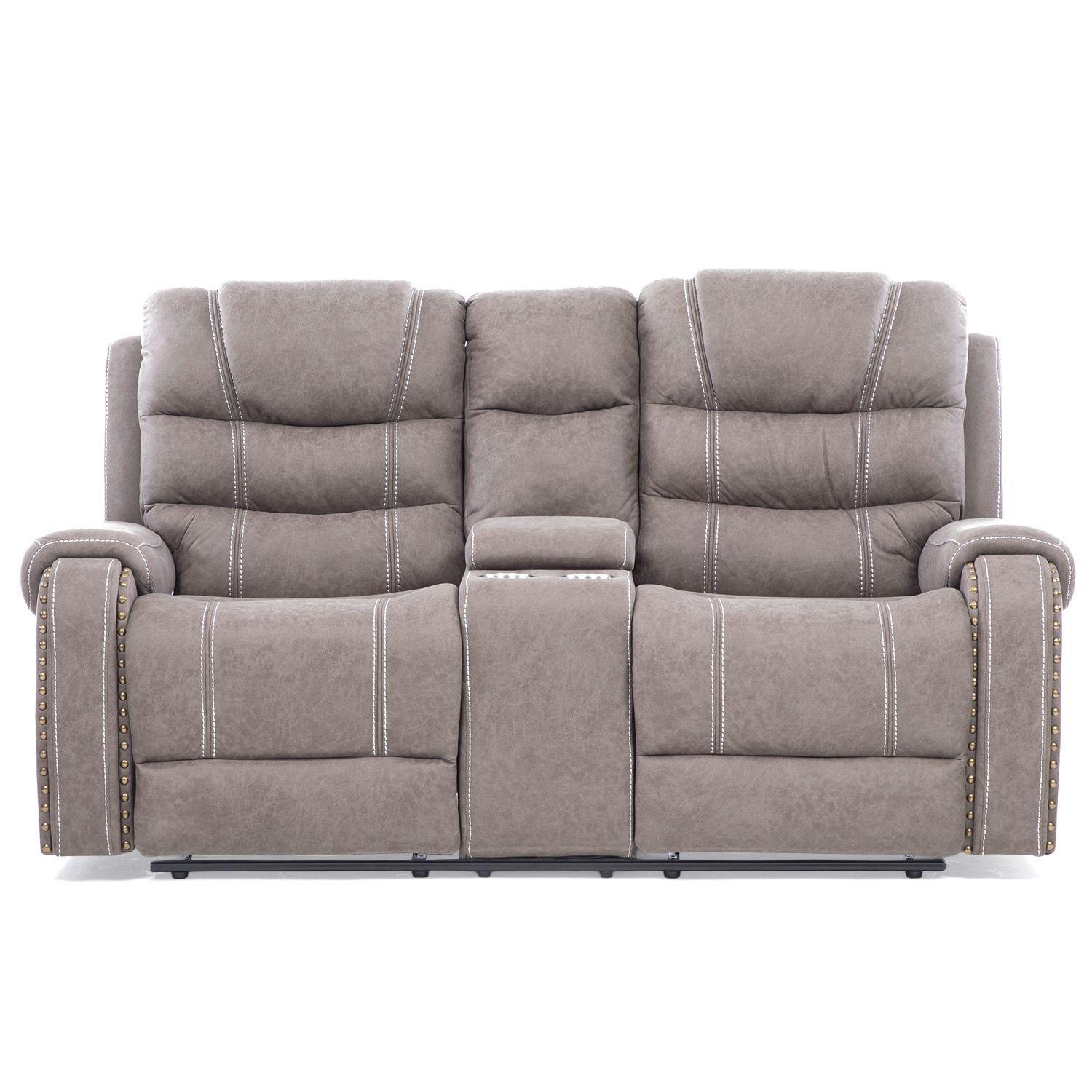 Sofá 2 Cuerpos Reclinable Gris Moderno Verona 6035LGR-6