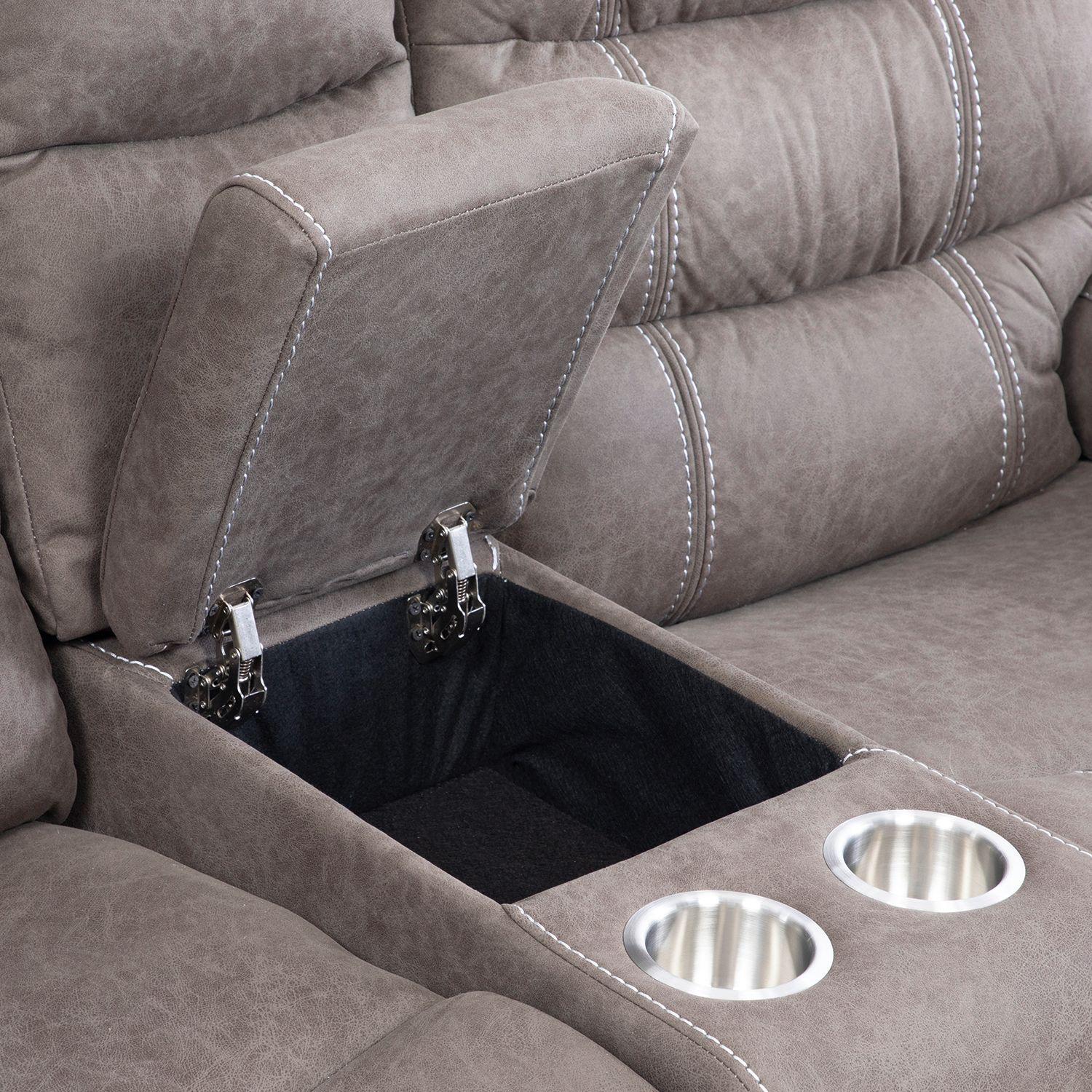 Sofá 2 Cuerpos Reclinable Gris Moderno Verona 6035LGR-7