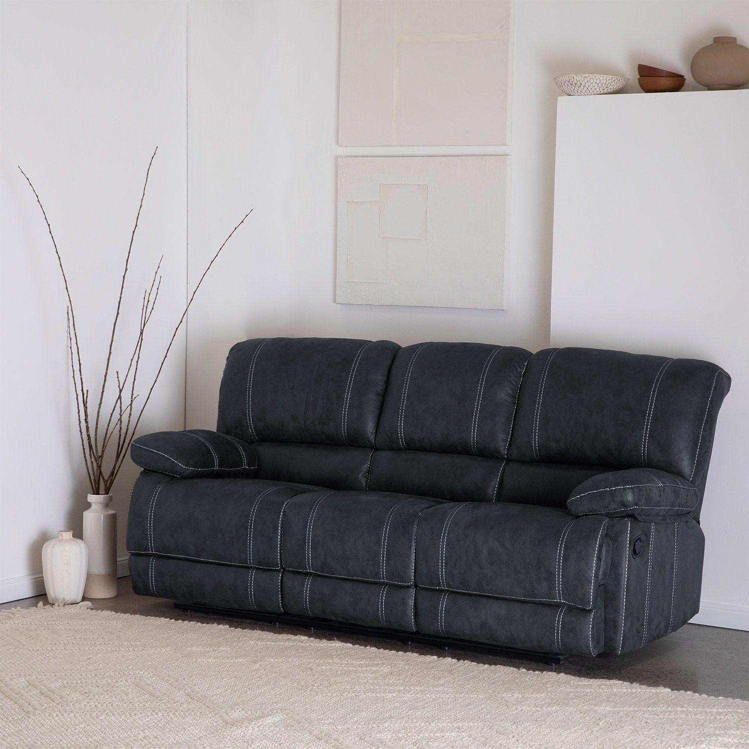 Living Reclinable Gris 1 Sofá 3 Cuerpos + 2 Bergers Castle Set98023GR-2