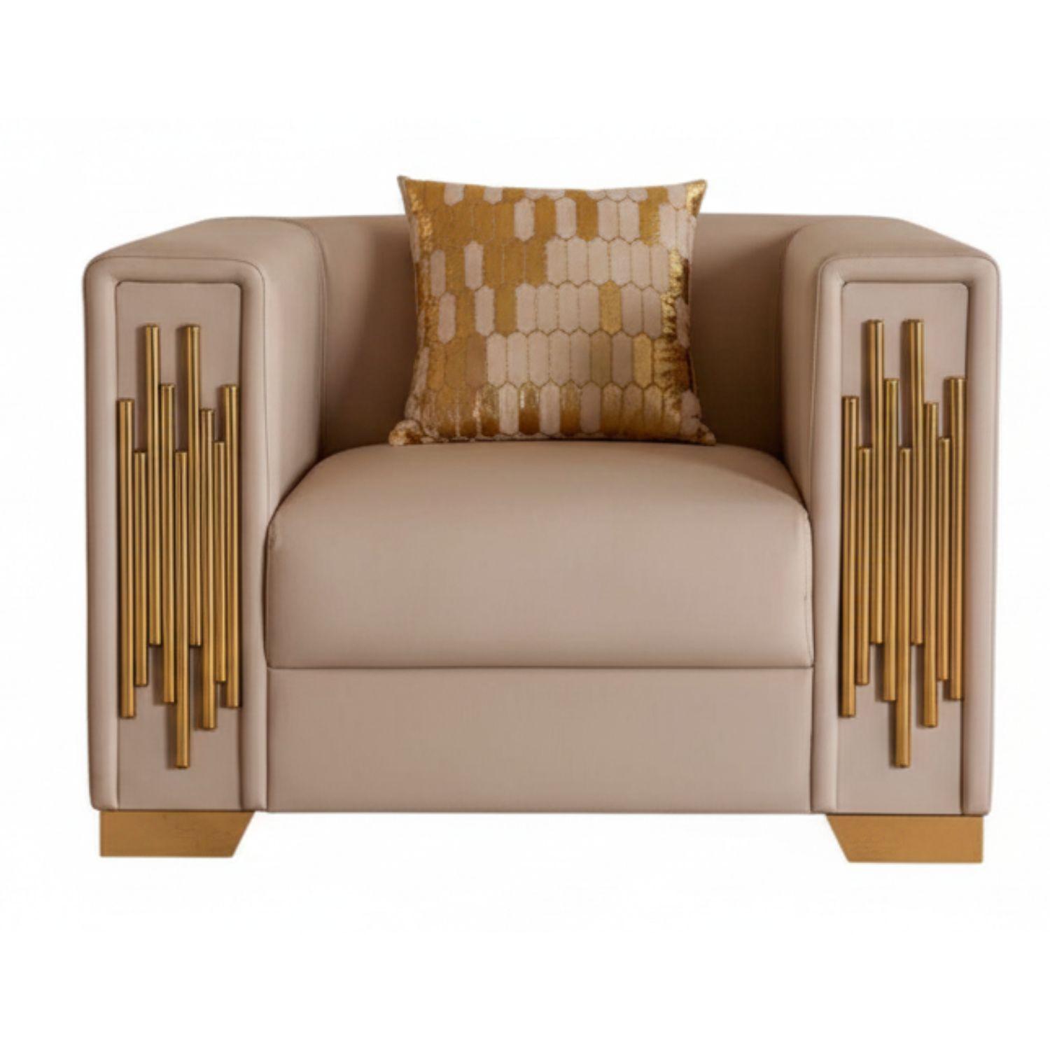  Sillón Elegante 1 Cuerpo Moderno Beige Spencer SF2001CH-3