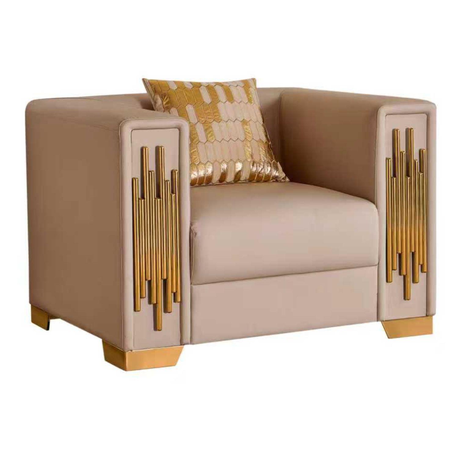  Sillón Elegante 1 Cuerpo Moderno Beige Spencer SF2001CH-4