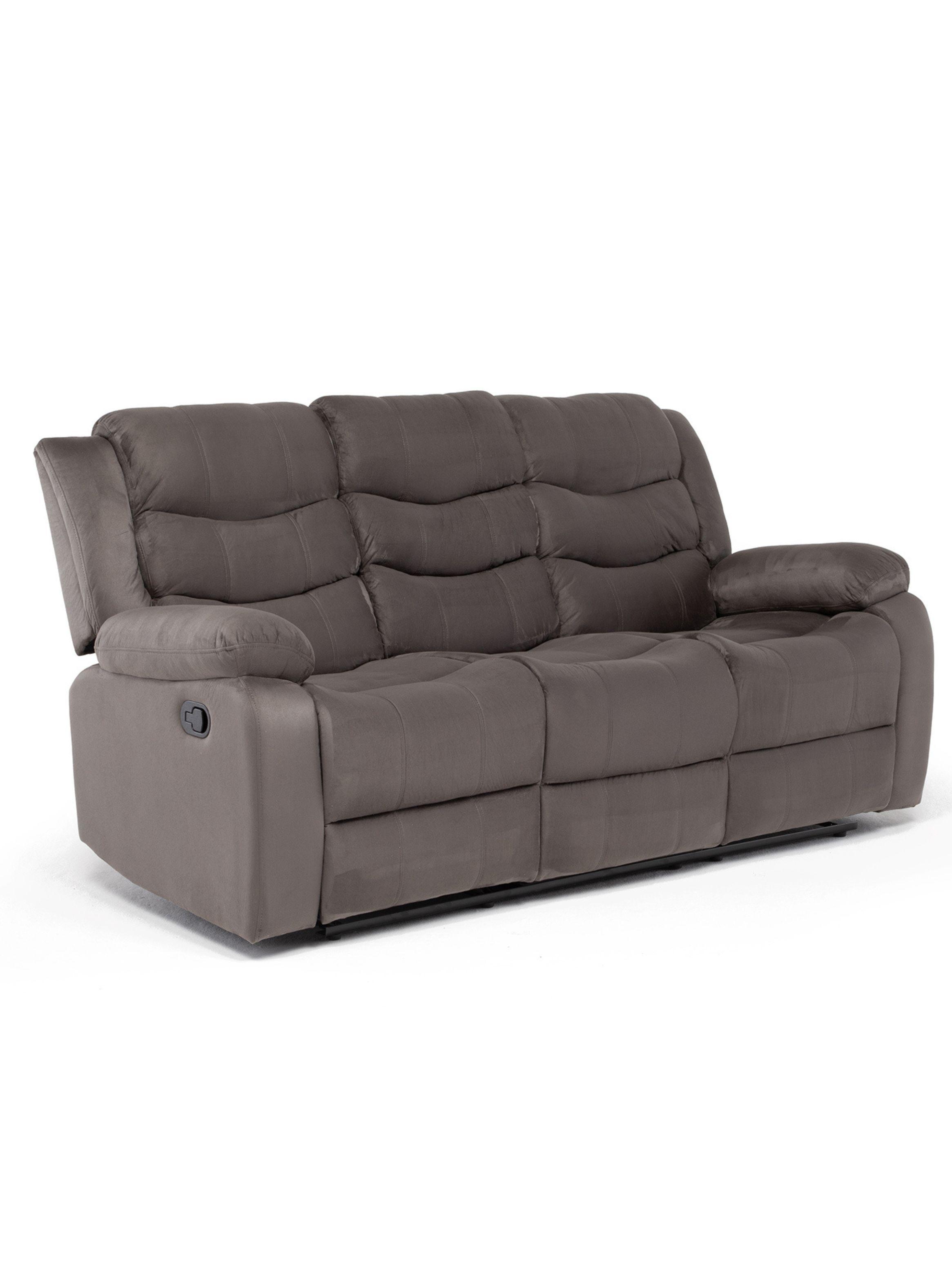  Sofá 3 Cuerpos Reclinable Tradicional Norman Gris 2011SFGR-0