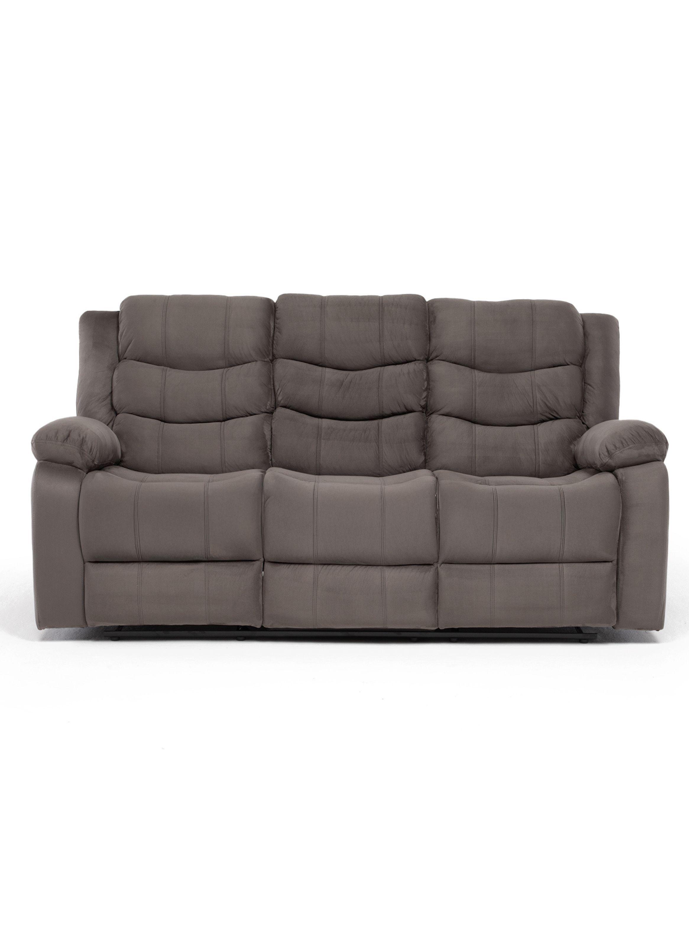  Sofá 3 Cuerpos Reclinable Tradicional Norman Gris 2011SFGR-1