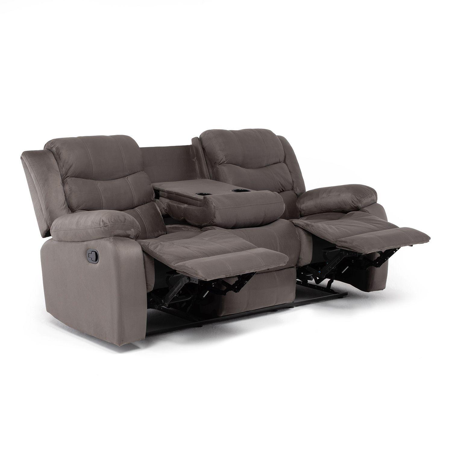  Sofá 3 Cuerpos Reclinable Tradicional Norman Gris 2011SFGR-4