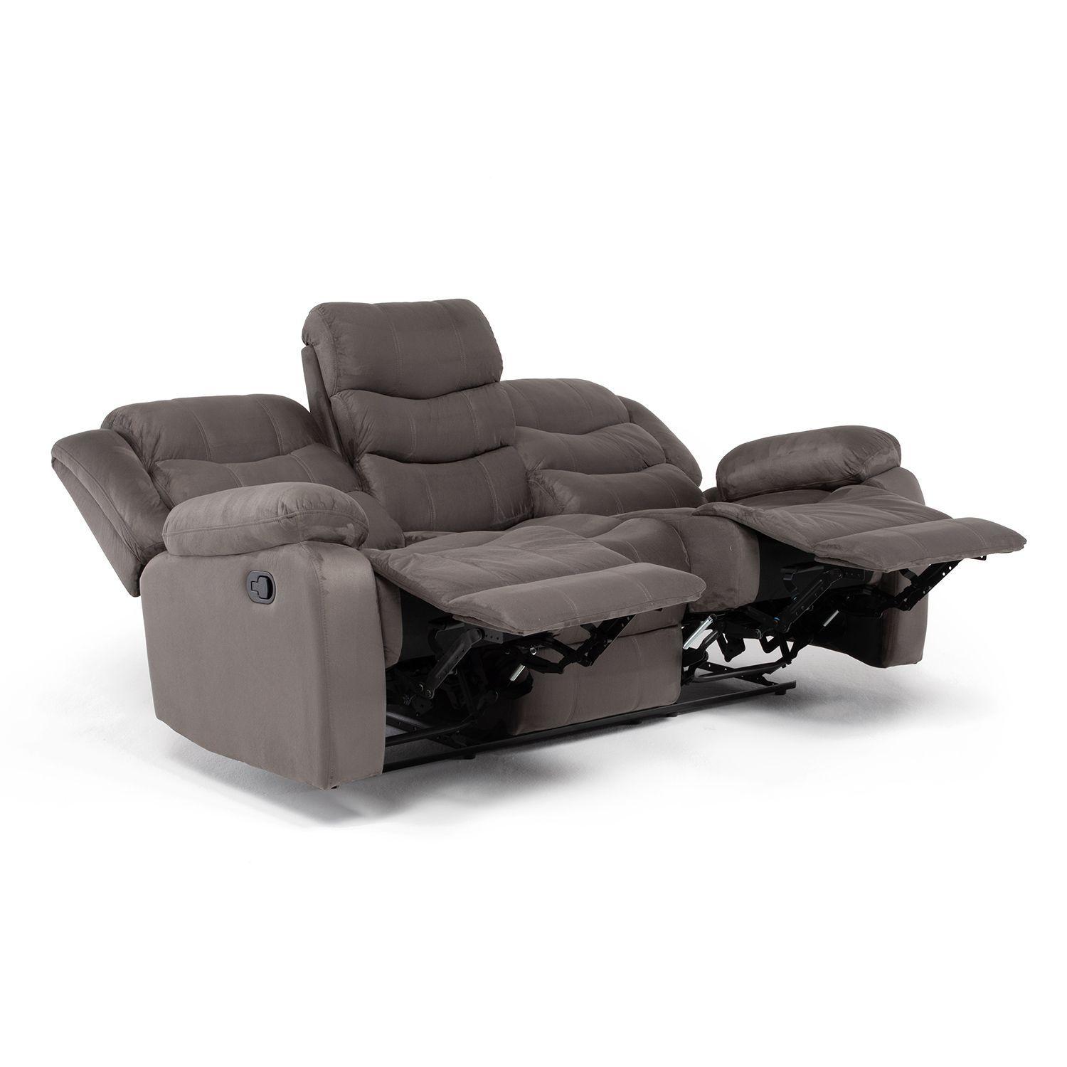  Sofá 3 Cuerpos Reclinable Tradicional Norman Gris 2011SFGR-5