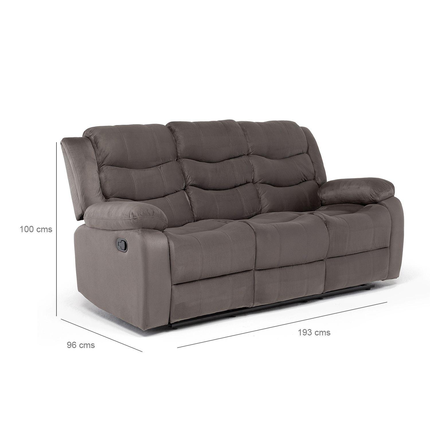  Sofá 3 Cuerpos Reclinable Tradicional Norman Gris 2011SFGR-7