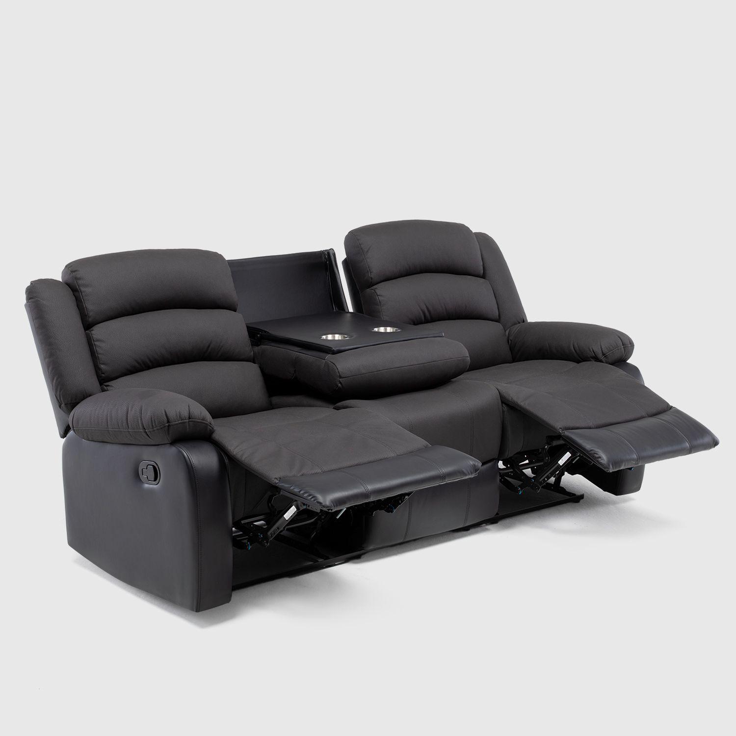 Sofá 3 Cuerpos Reclinable Moderno Negro Praga 8040SBK-4