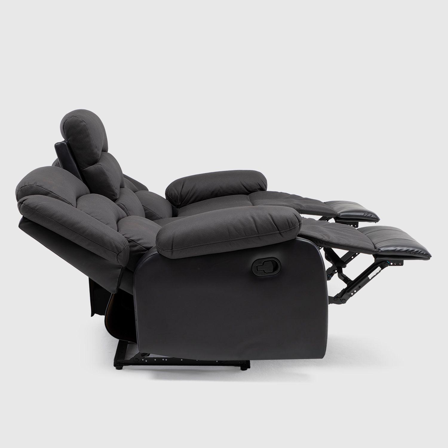 Sofá 3 Cuerpos Reclinable Moderno Negro Praga 8040SBK-7