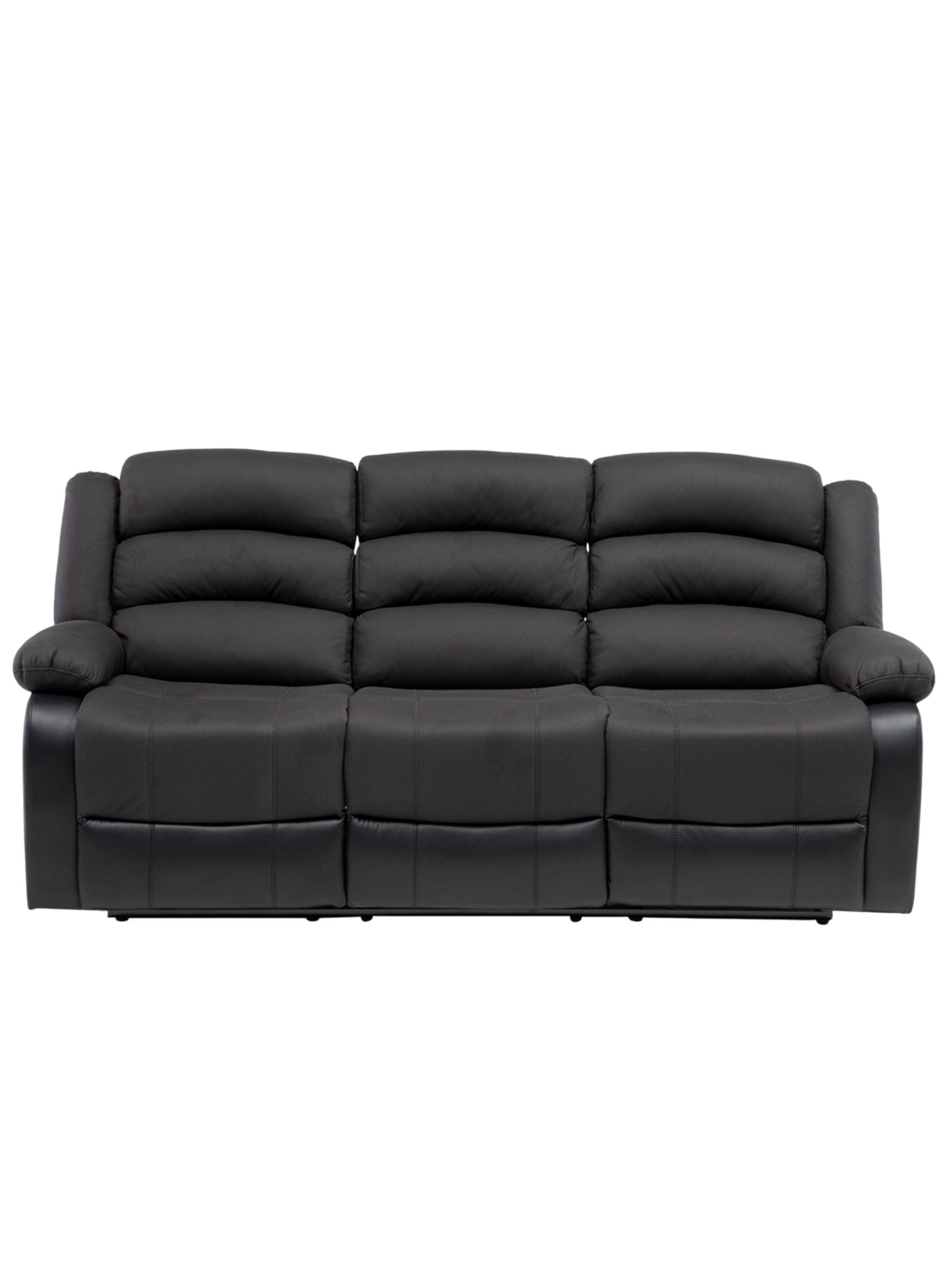 Sofá 3 Cuerpos Reclinable Moderno Negro Praga 8040SBK-1