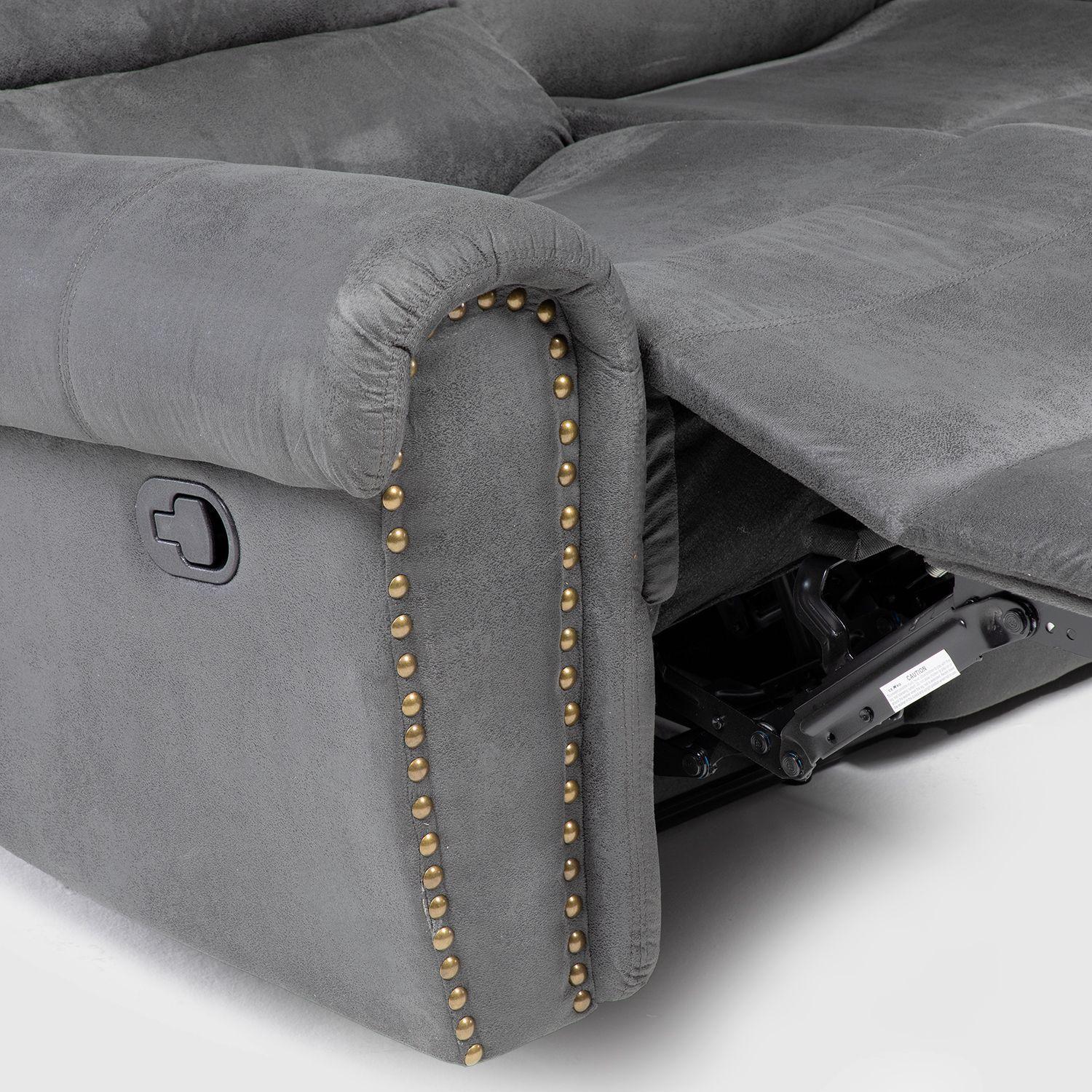 Sofá Seccional Reclinable Moderno Gris 5 Cuerpos + Consola Castle 7245CHCGR-6