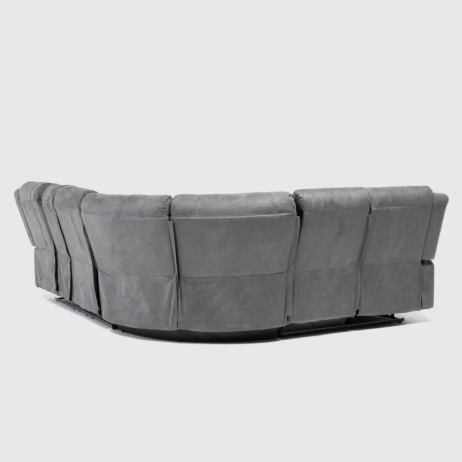 Sofá Seccional Reclinable Moderno Gris 5 Cuerpos + Consola Castle 7245CHCGR-7