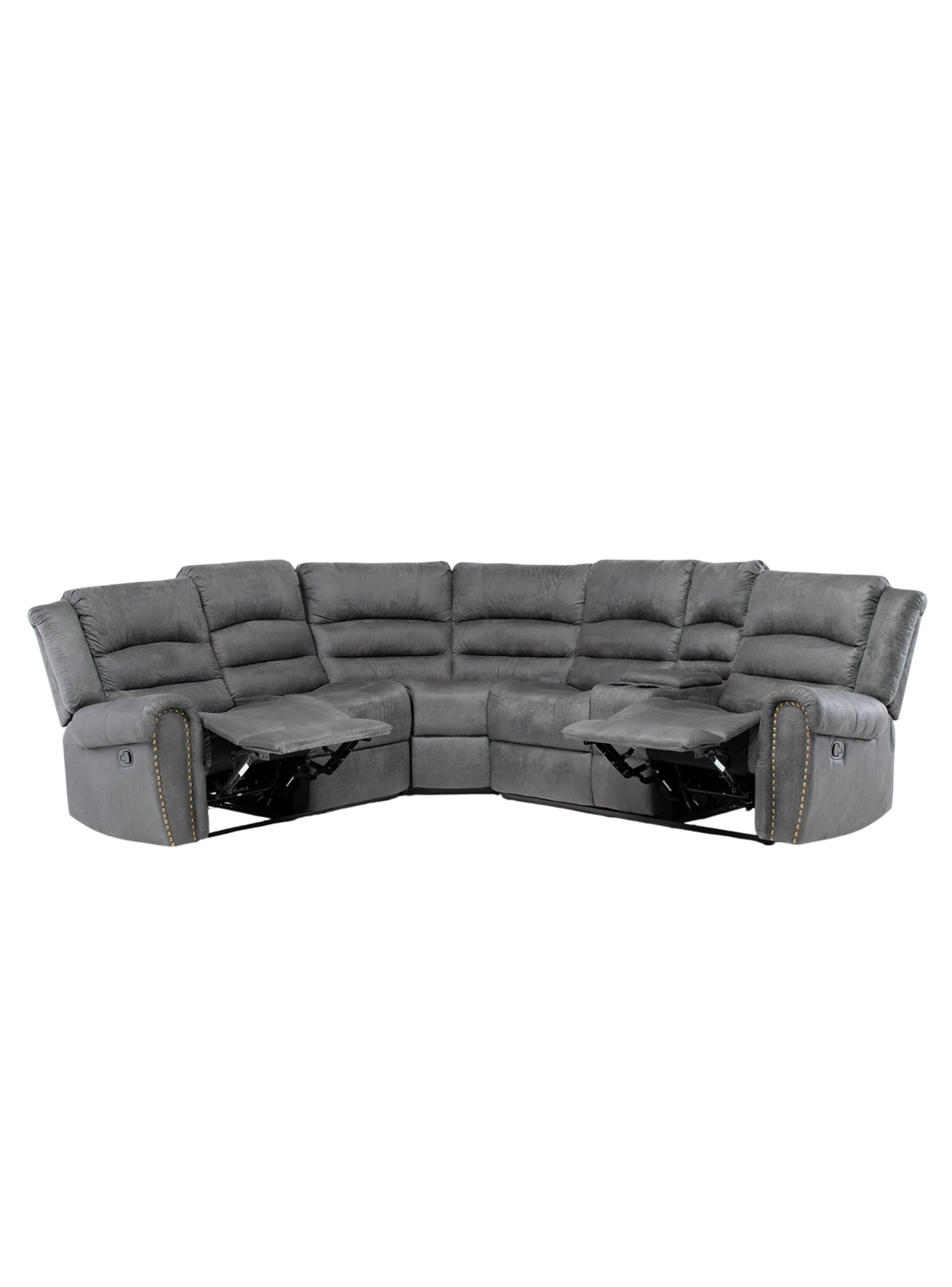 Sofá Seccional Reclinable Moderno Gris 5 Cuerpos + Consola Castle 7245CHCGR-1