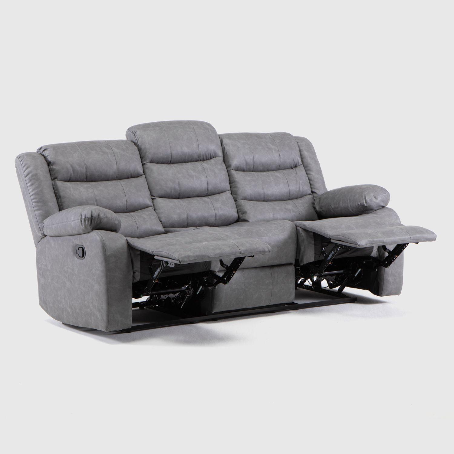 Sofá Gris Reclinable 3 Cuerpos Moderno Roma KM060SGR-4