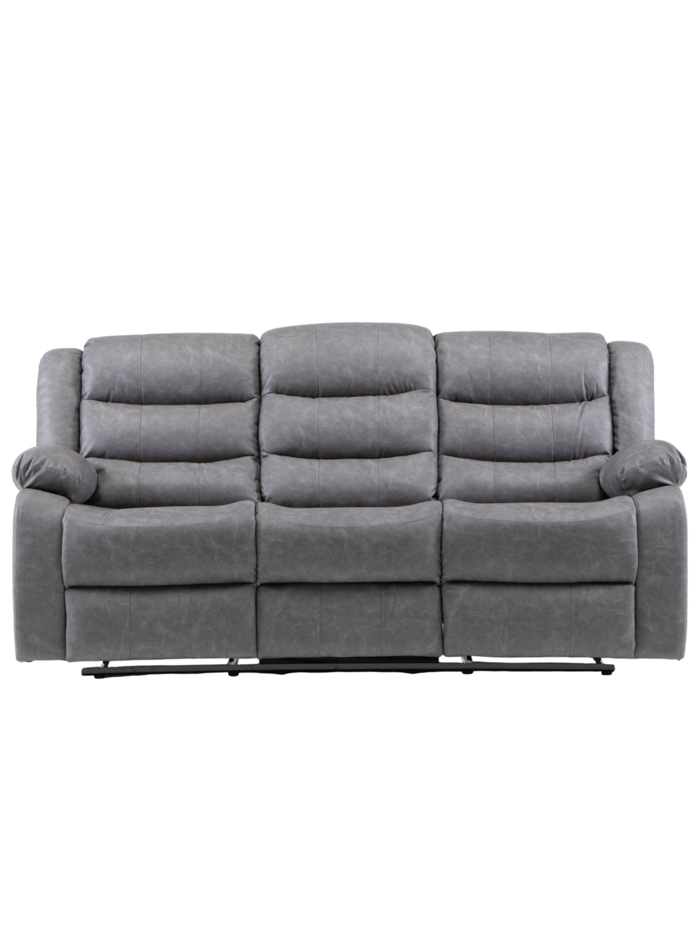 Sofá Gris Reclinable 3 Cuerpos Moderno Roma KM060SGR-2