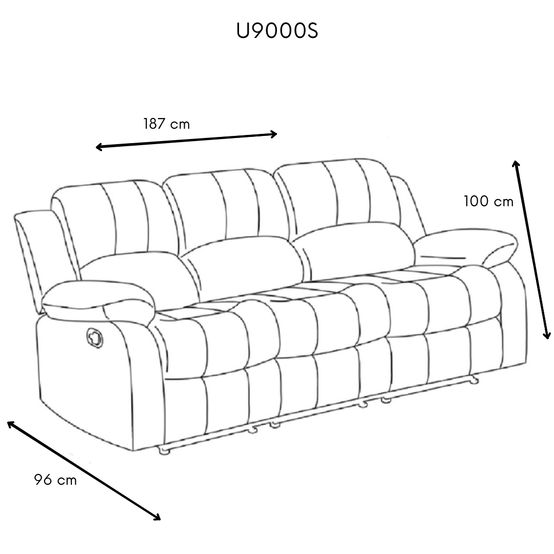  Living Sofá 3 cuerpos Reclinable Thompson + 2 Bergers U9000-3