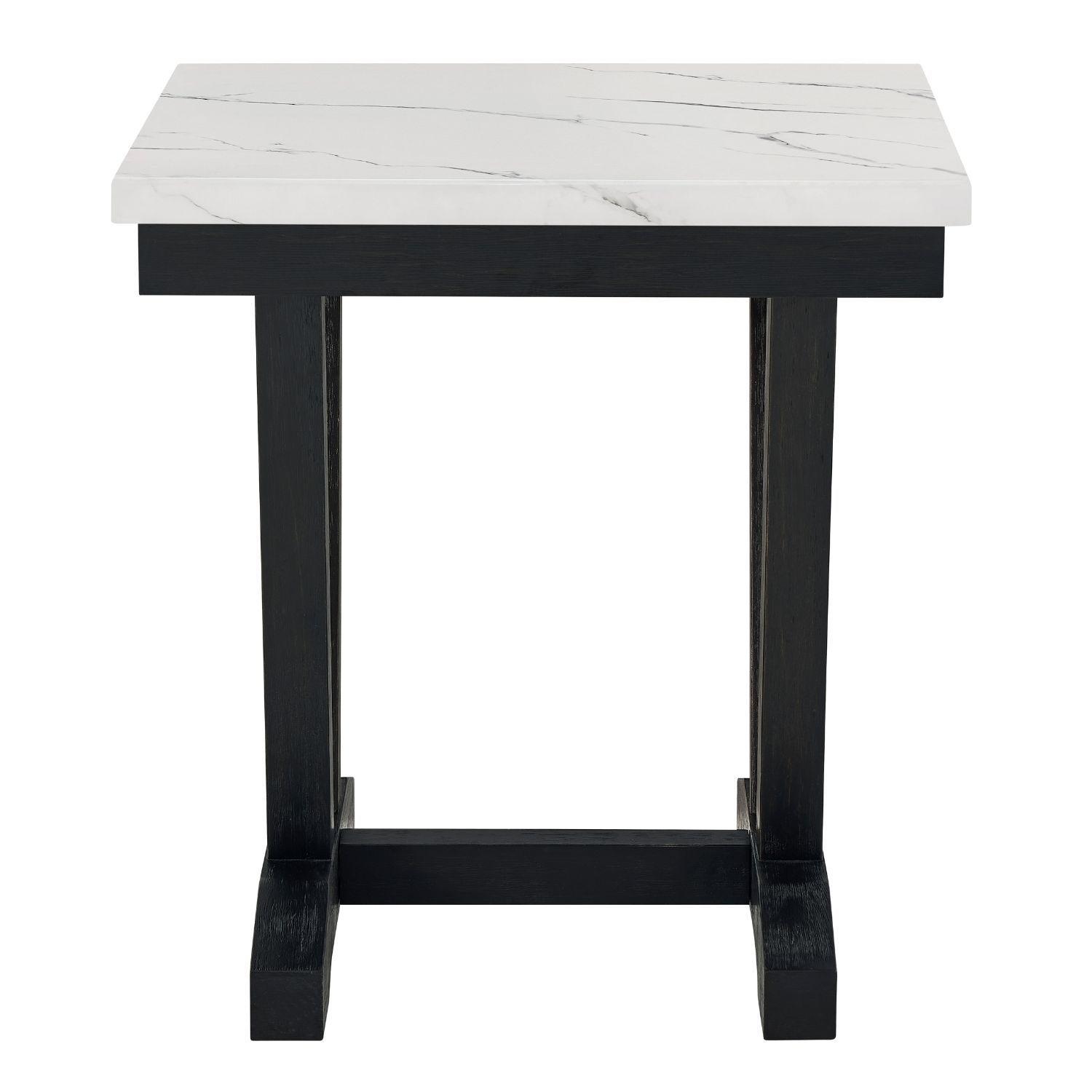 Set 2 Mesas Laterales Moderna de Lujo Mármol Blanco 4931L-2