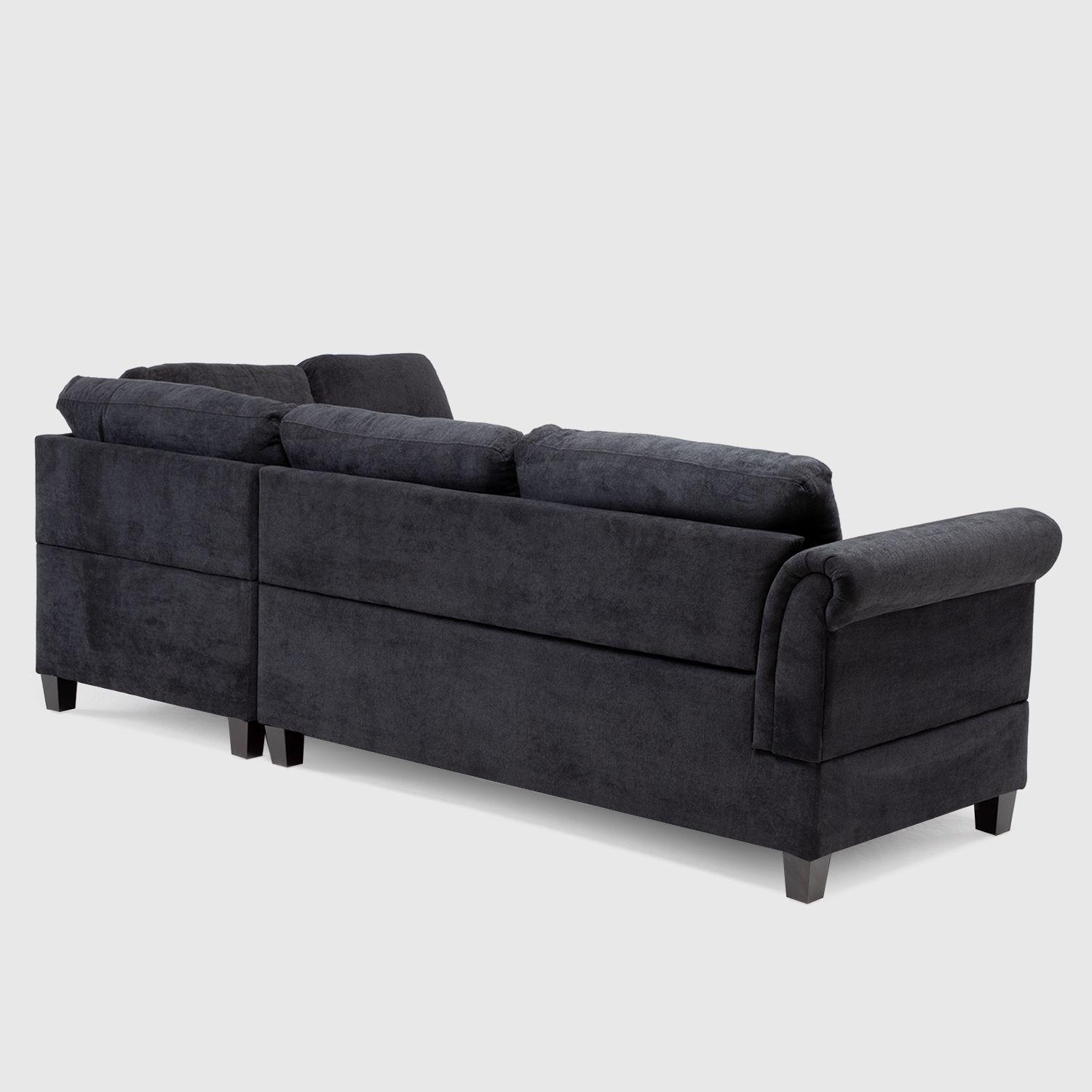 Sofá Seccional Derecho Tradicional Negro Nebraska KM107RBK-4