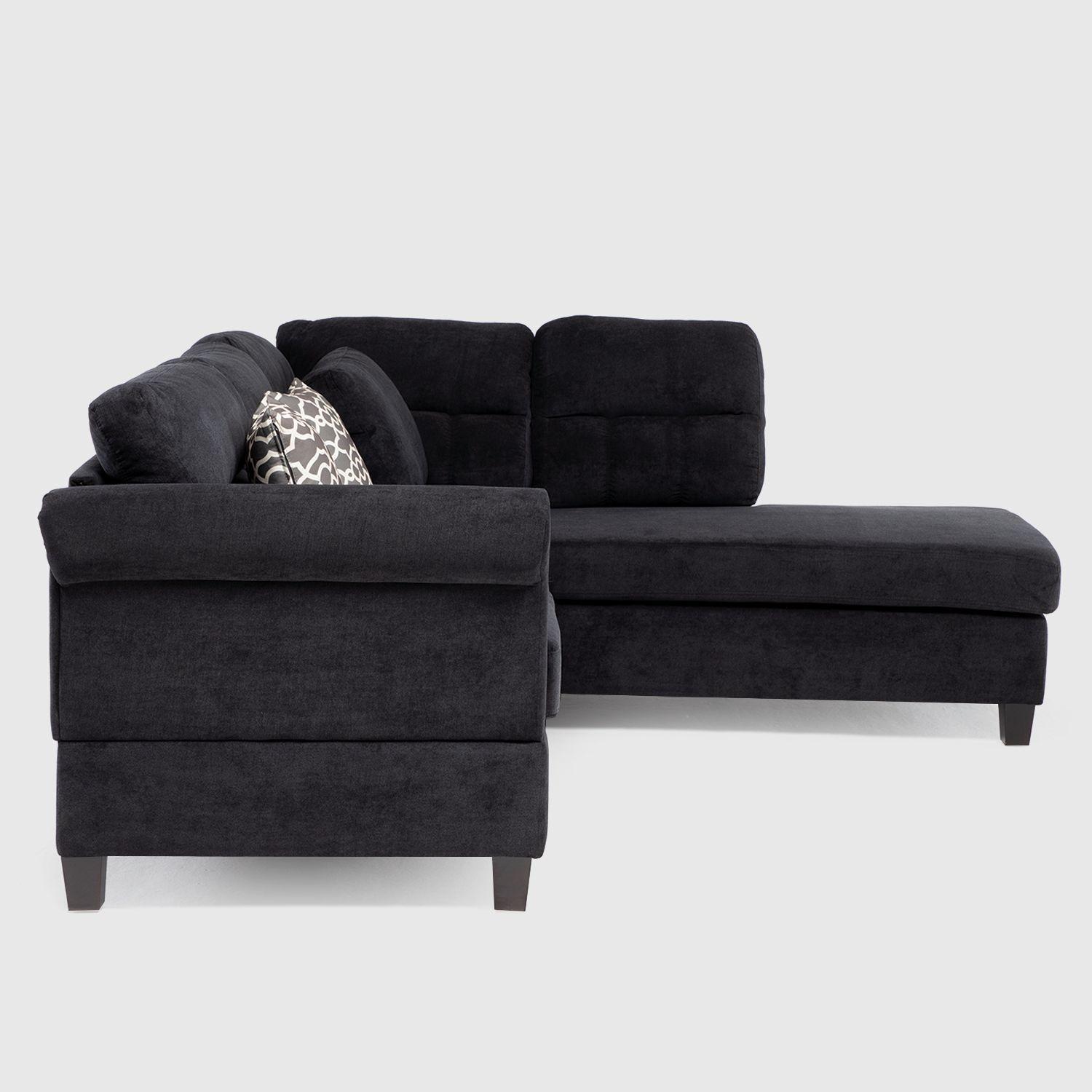 Sofá Seccional Derecho Tradicional Negro Nebraska KM107RBK-5