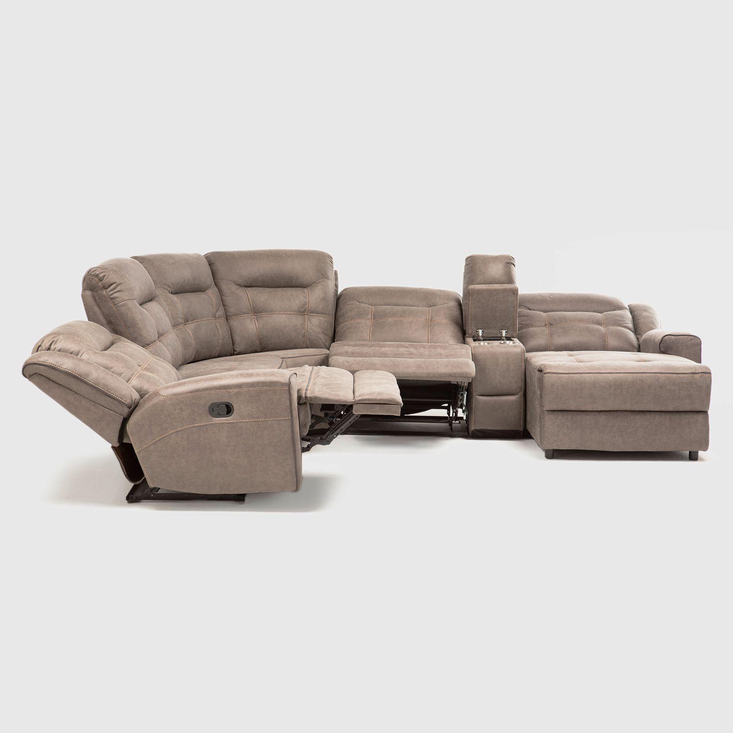 Sofá Seccional Derecho Reclinable Moderno Café Grand-2