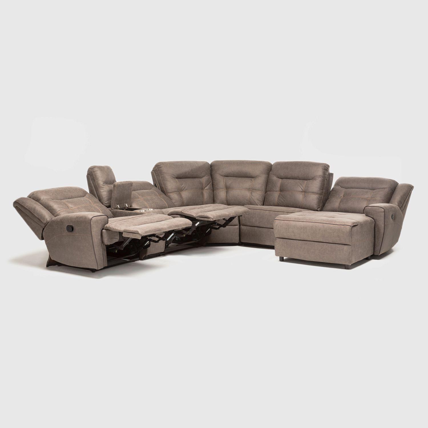 Sofá Seccional Derecho Reclinable Moderno Café Grand-4