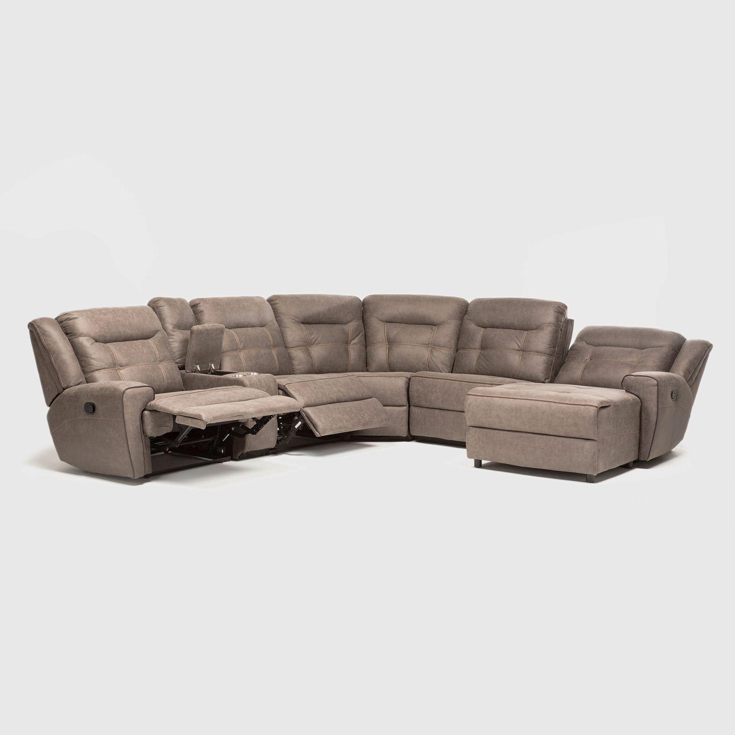 Sofá Seccional Derecho Reclinable Moderno Café Grand-3