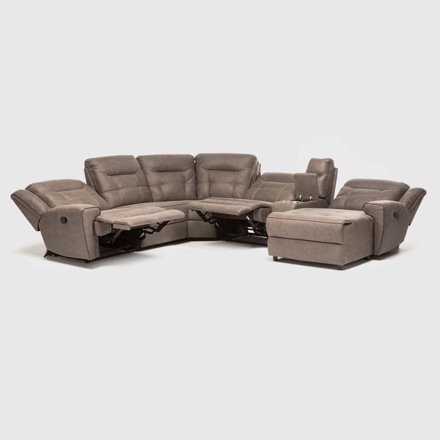 Sofá Seccional Derecho Reclinable Moderno Café Grand-6