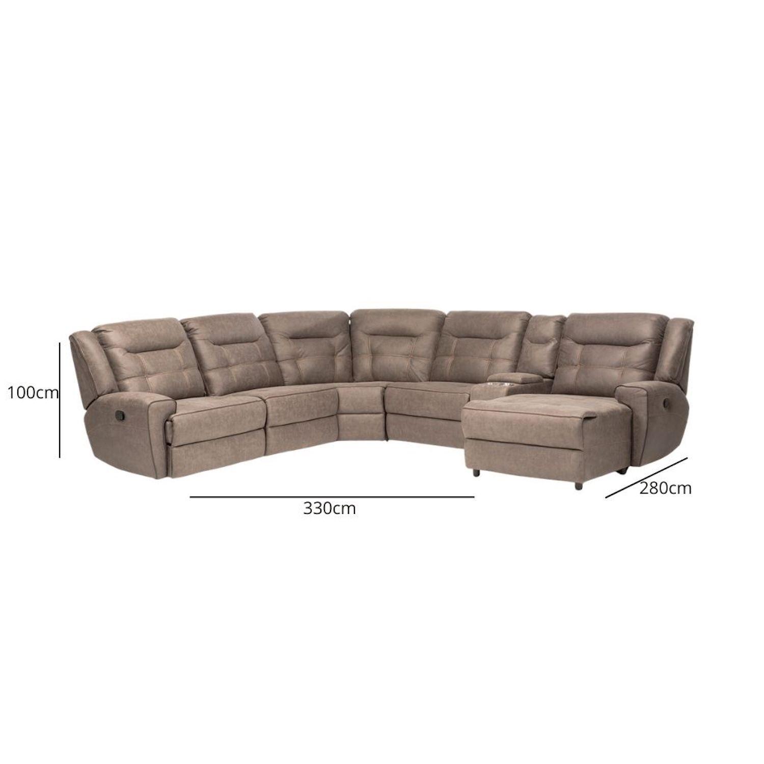 Sofá Seccional Derecho Reclinable Moderno Café Grand-7