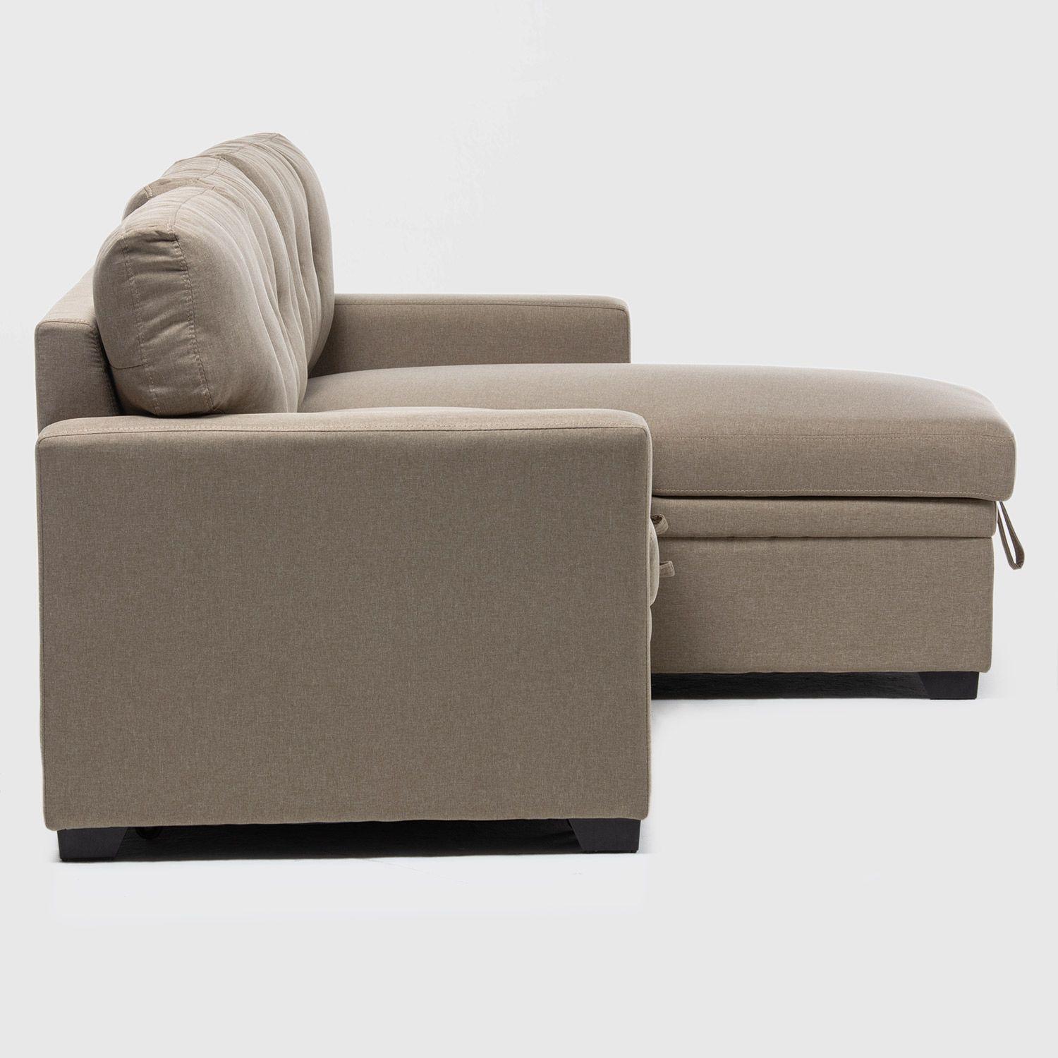 Sofá Seccional Cama 2 Plazas Lino Beige Sidney-4