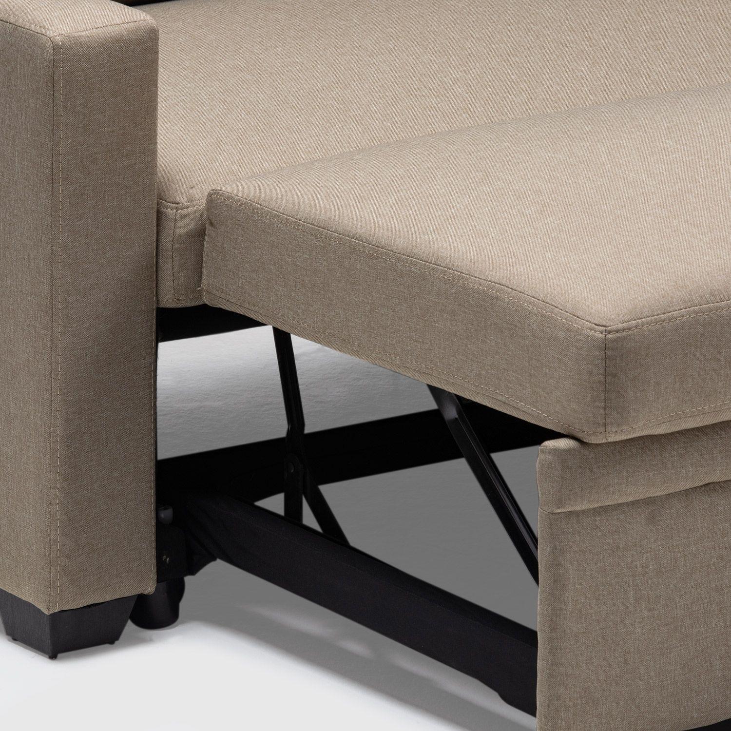 Sofá Seccional Cama 2 Plazas Lino Beige Sidney-5