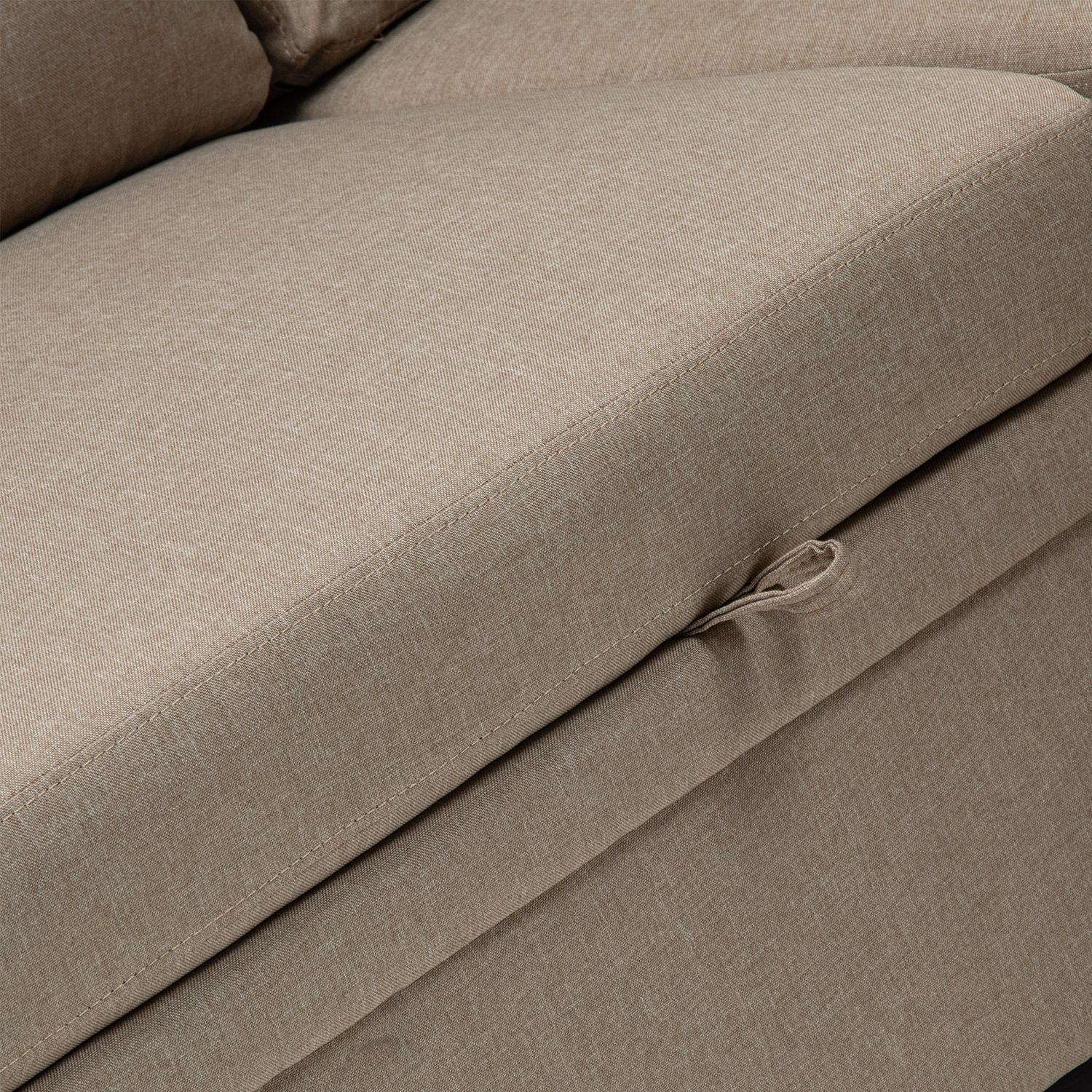 Sofá Seccional Cama 2 Plazas Lino Beige Sidney-7