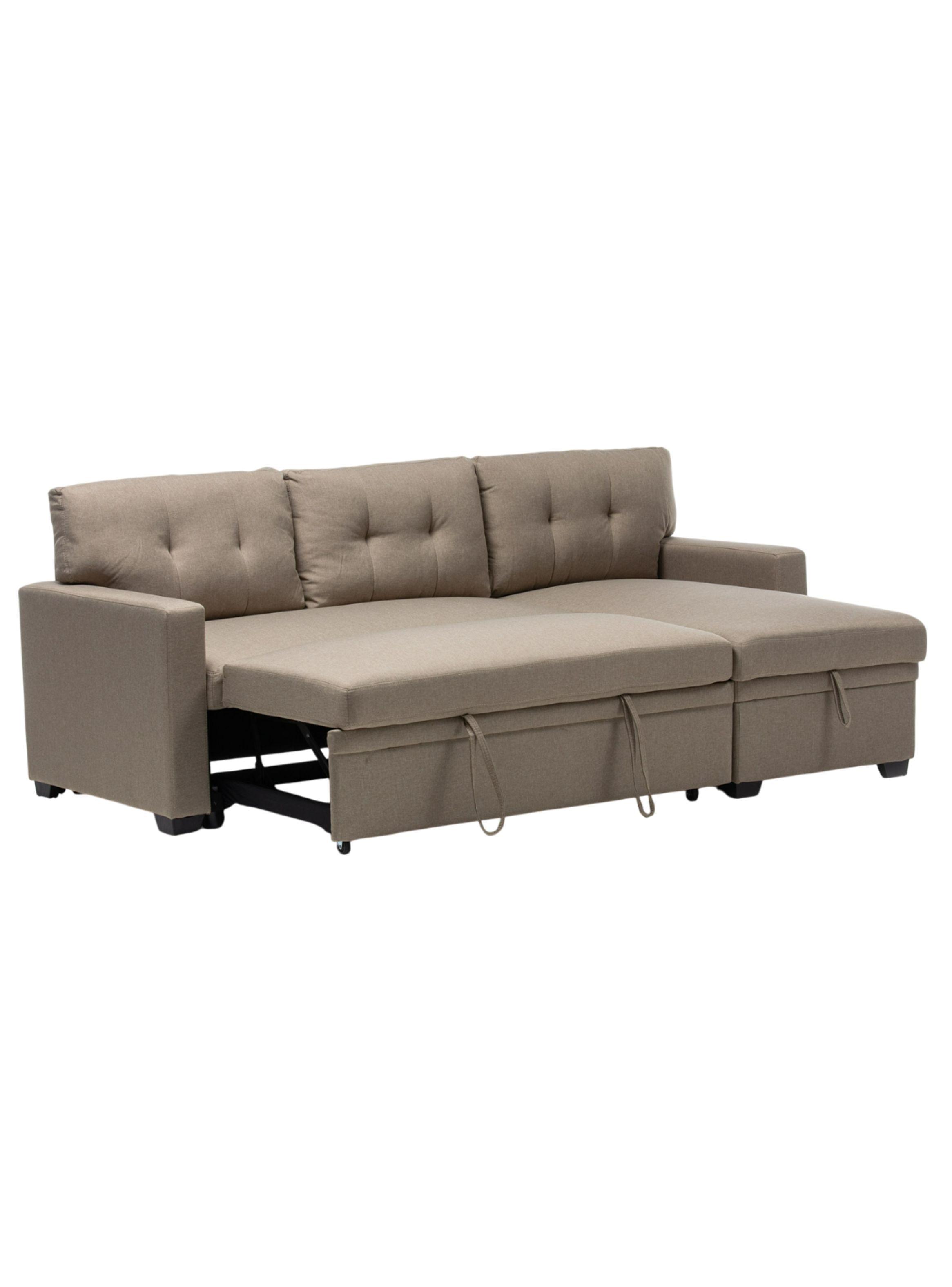 Sofá Seccional Cama 2 Plazas Lino Beige Sidney-2