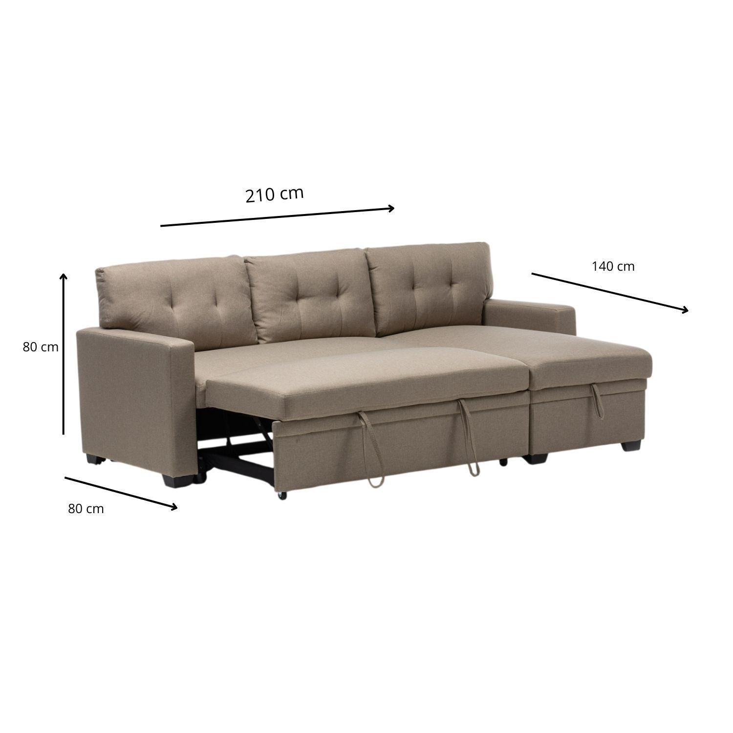 Sofá Seccional Cama 2 Cuerpos Moderno Lino Sidney-4