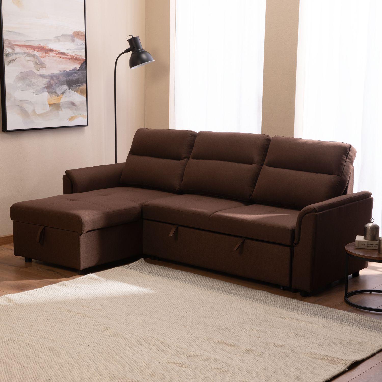 Sofá Seccional Cama 2 Plazas Lino Beige Sidney-2