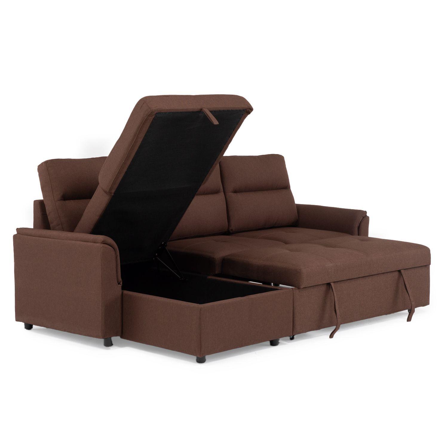 Sofá Seccional Cama 2 Plazas Lino Beige Sidney-5