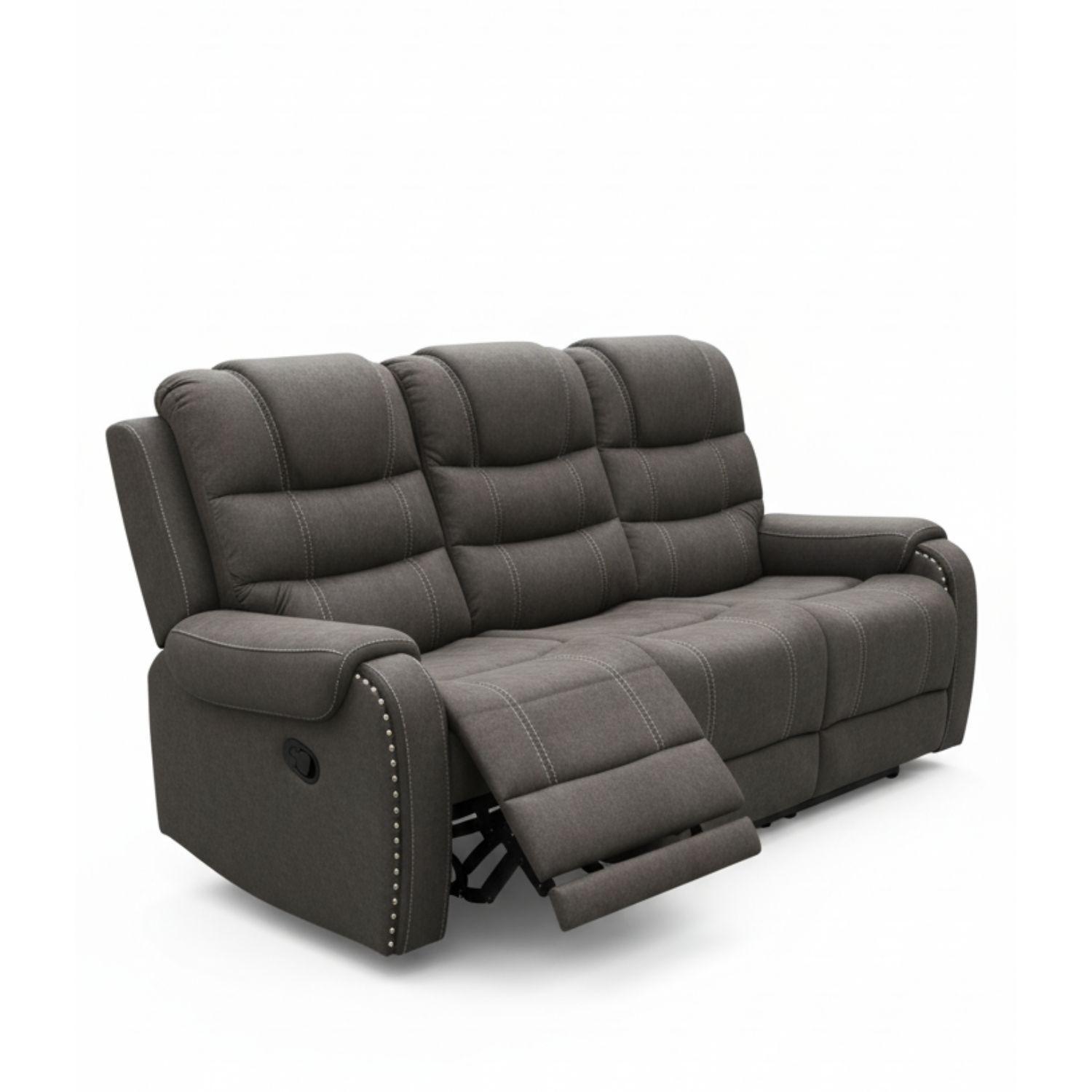  Living Reclinable Sofá 3 Cuerpos + 2 Bergers Gris Verona 6035R-4