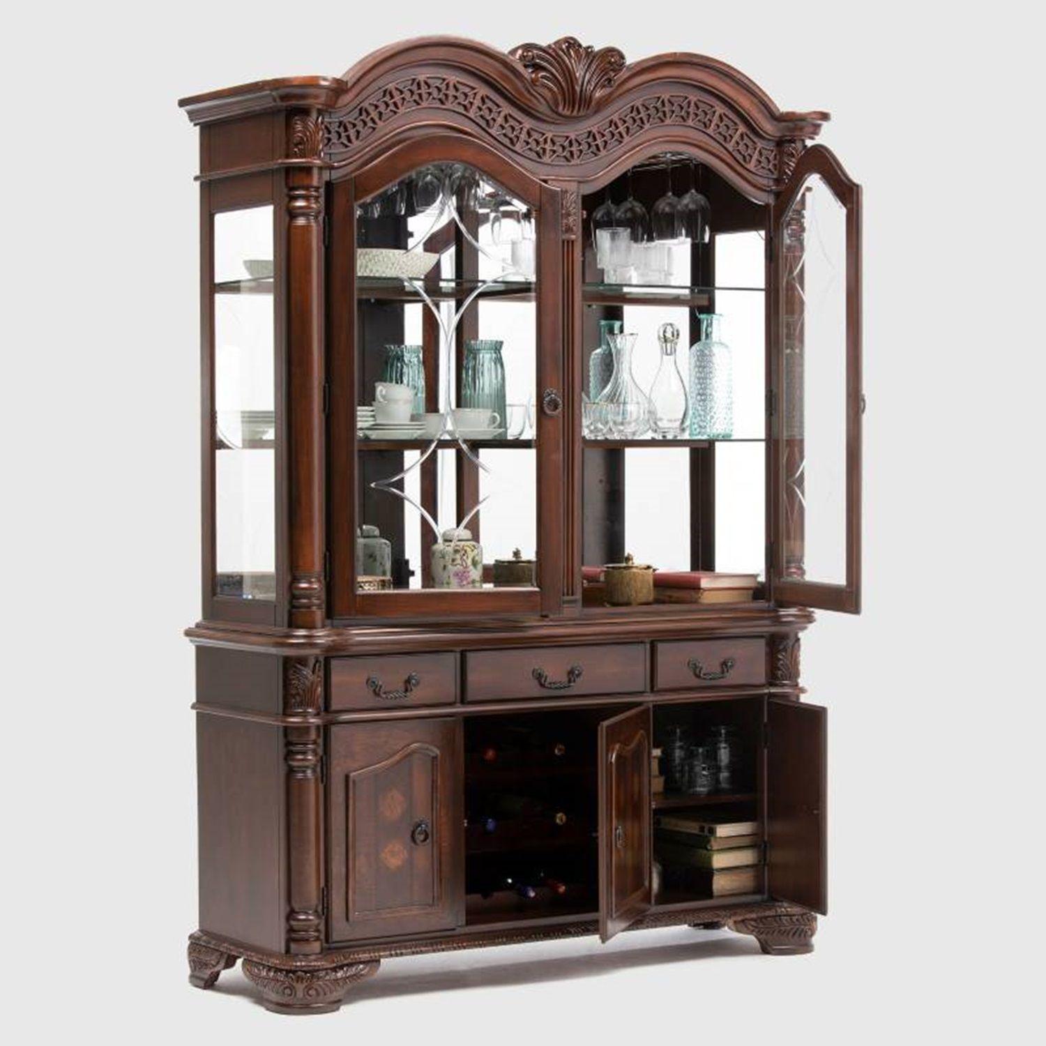  Vitrina Chelsea Tradicional de Madera Clasic Café-2