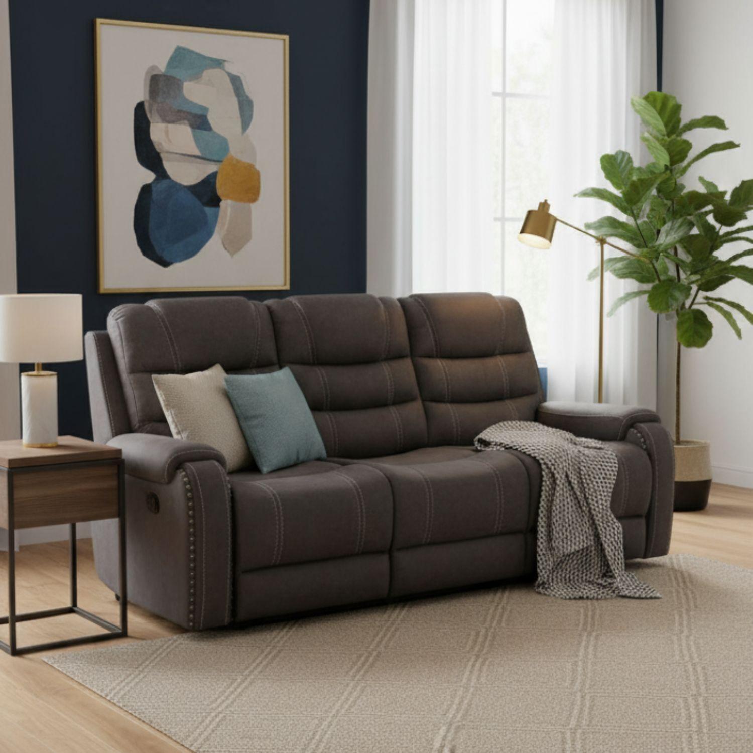 Living Reclinable Sofá 3 Cuerpos + Sofá 2 Cuerpos + 1 Berger Gris Verona 6035SLR-2