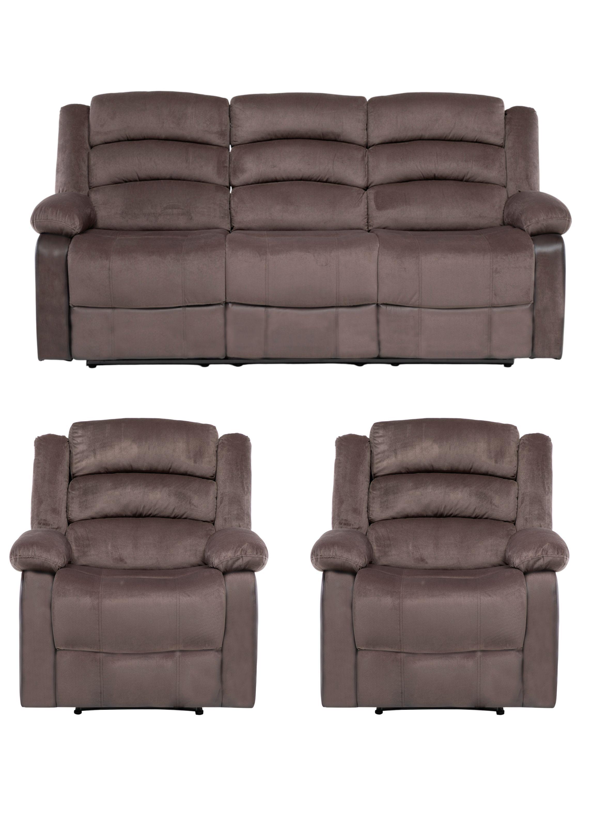 Living Reclinable Sofá 3 Cuerpos + 2 Bergers New Martell SET8040FF-0