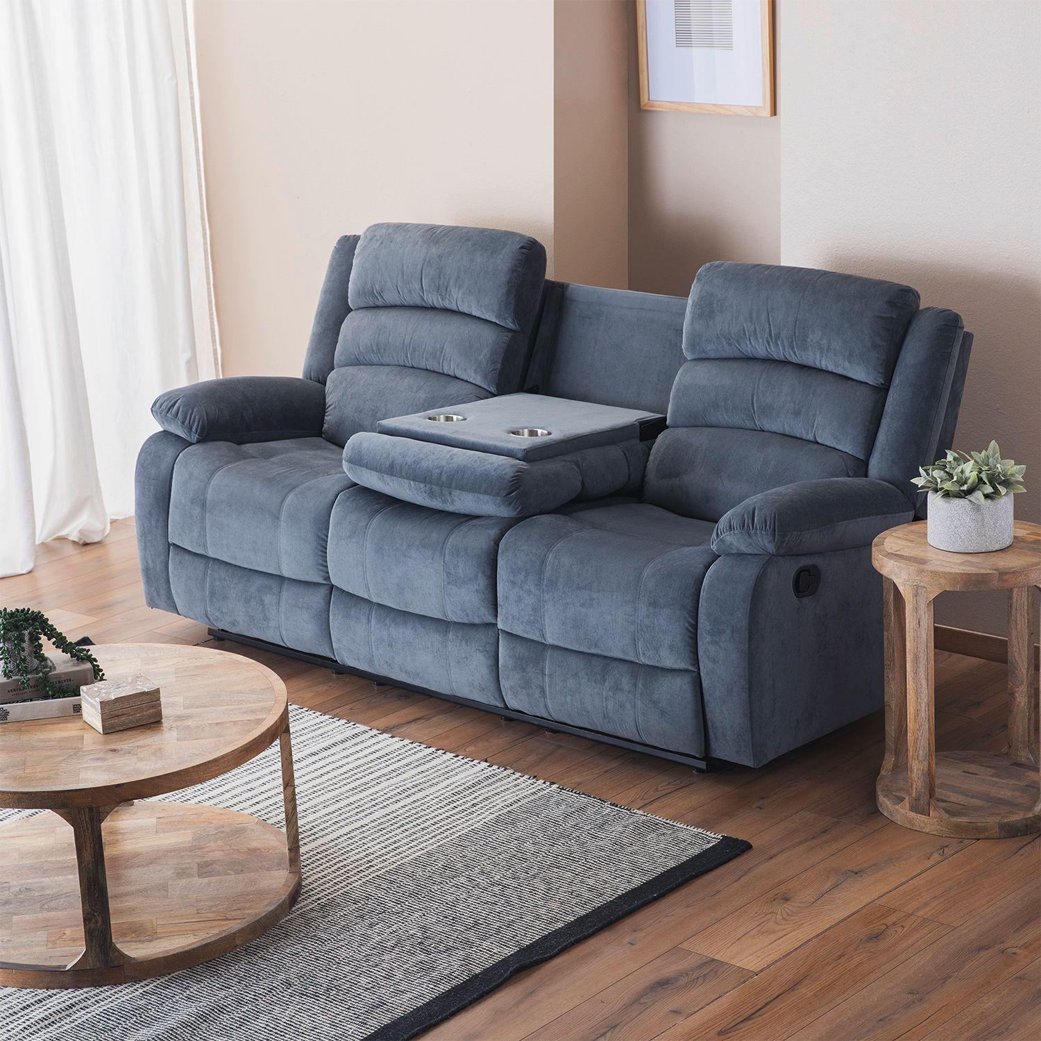 Living Reclinable Sofá 3 Cuerpos + 2 Bergers New Martell SET8040FF-2