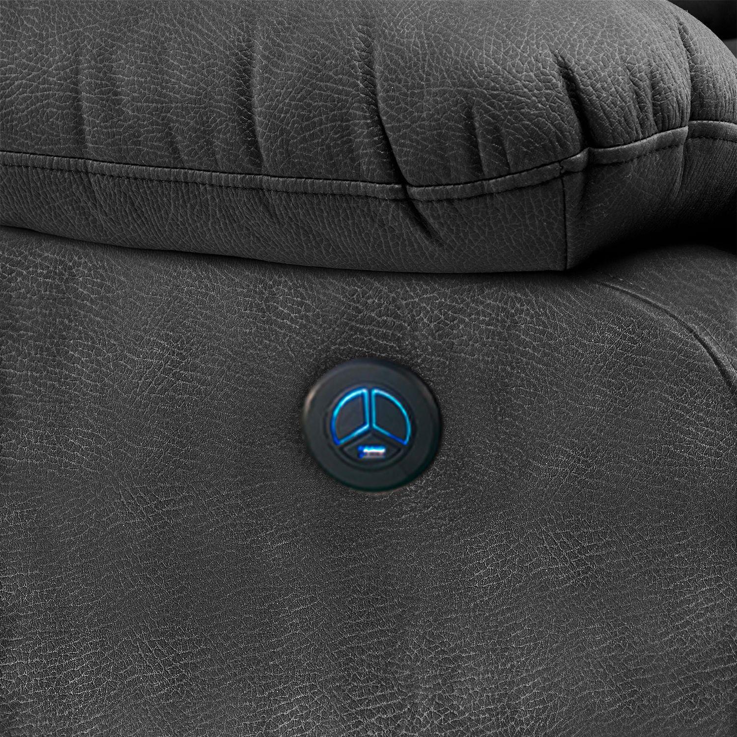 Sofá 3 Cuerpos Reclinable Eléctrico Moderno Negro New Praga 8041SFFPW-7