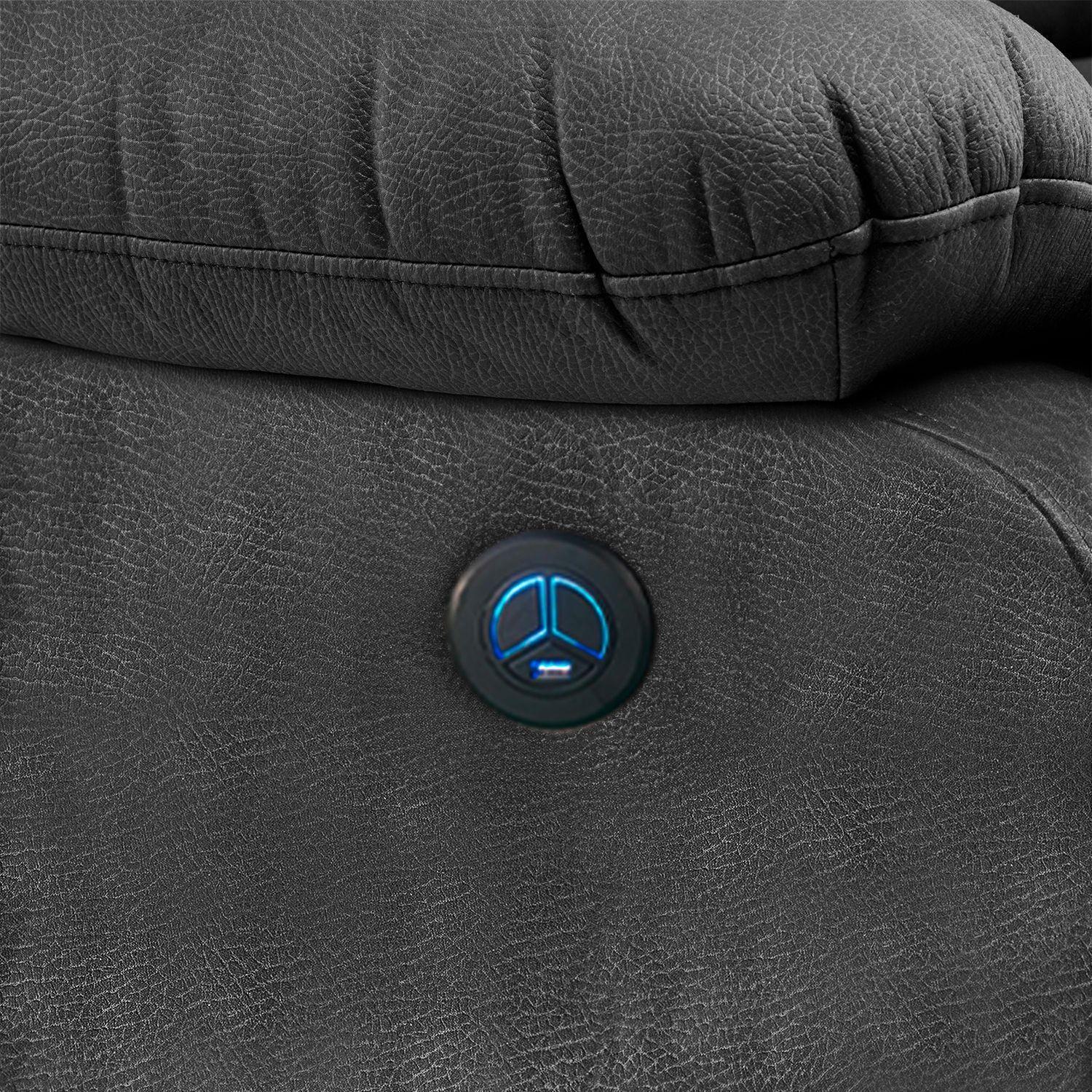 Sofá 3 Cuerpos Reclinable Eléctrico Moderno Negro New Praga 8041SFFPW-6