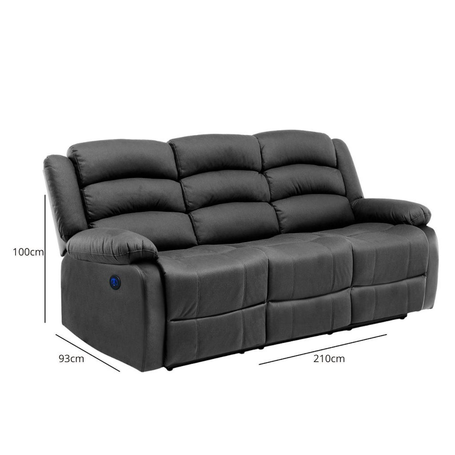 Sofá 3 Cuerpos Reclinable Eléctrico Moderno Negro New Praga 8041SFFPW-7