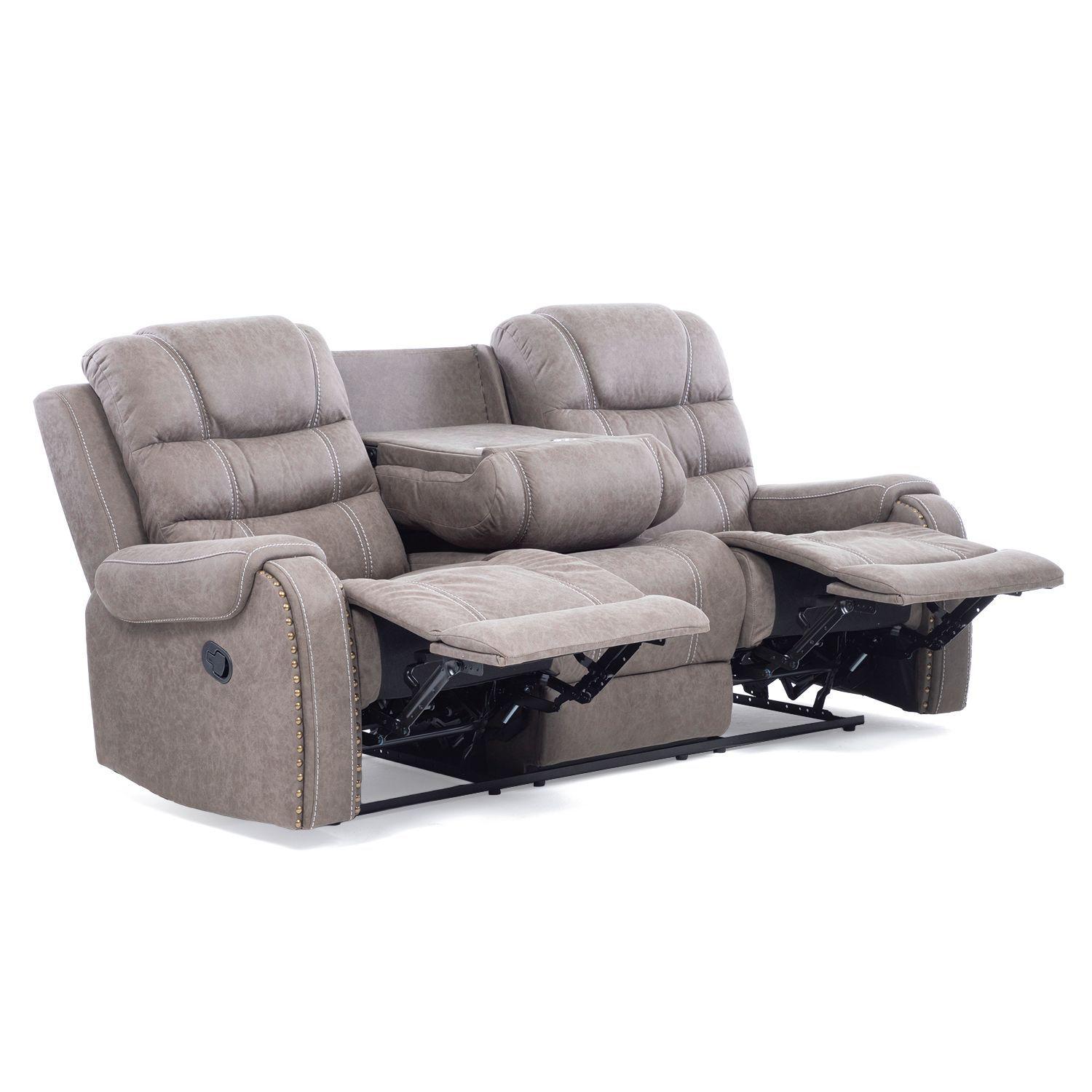 Sofá 3 Cuerpos Reclinable Gris Moderno Verona 6035SGR-3