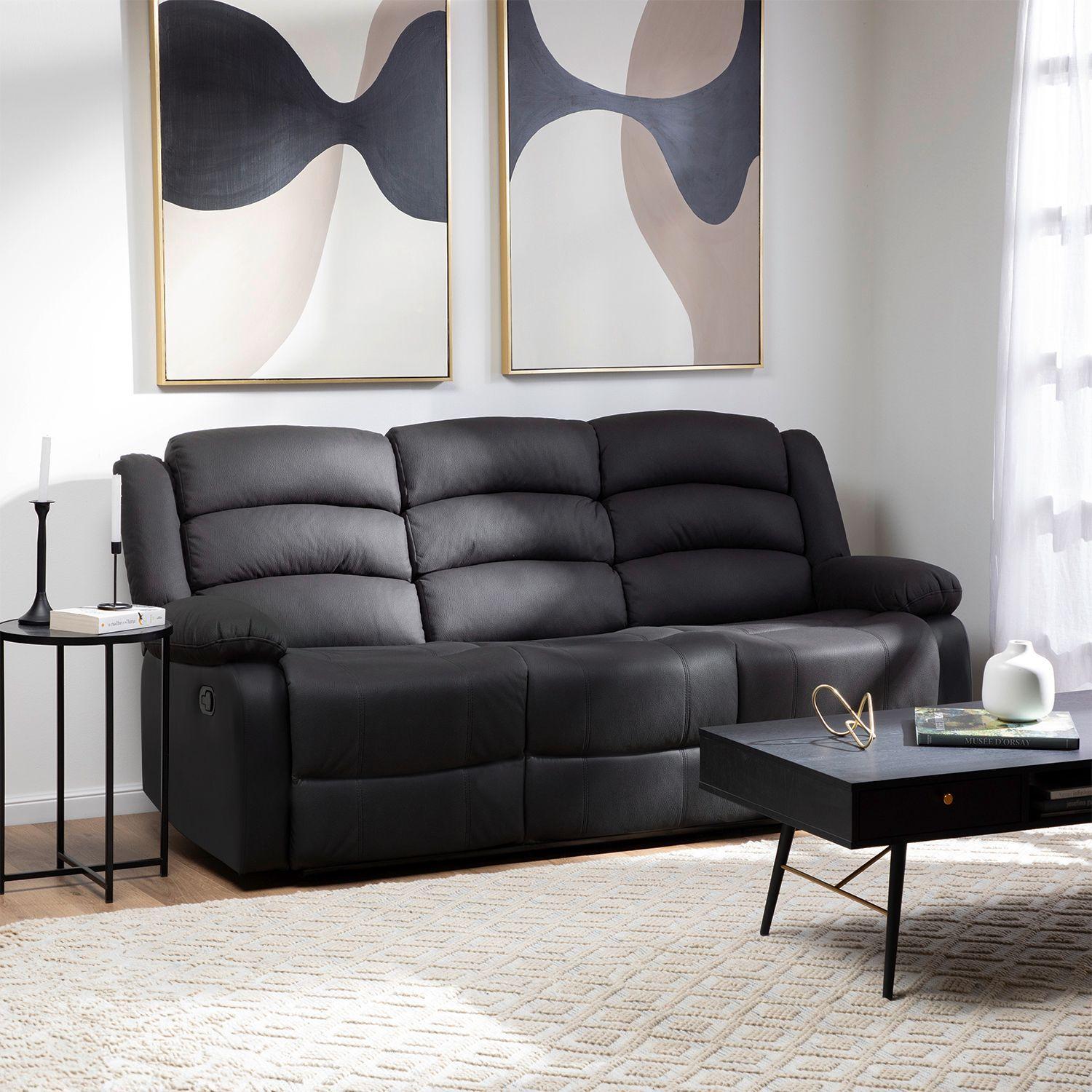  Sofá 3 Cuerpos Reclinable Moderno New Praga 8041SFF-2