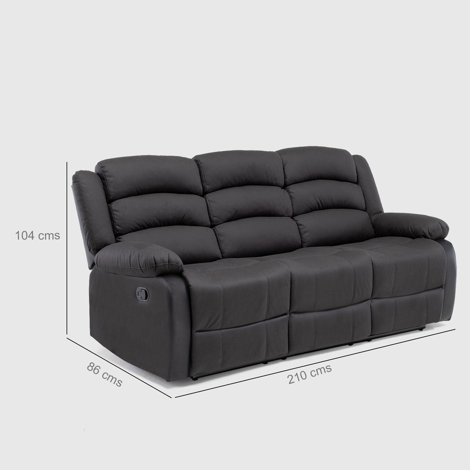 Sofá 3 Cuerpos Reclinable Moderno New Praga 8041SFF-3